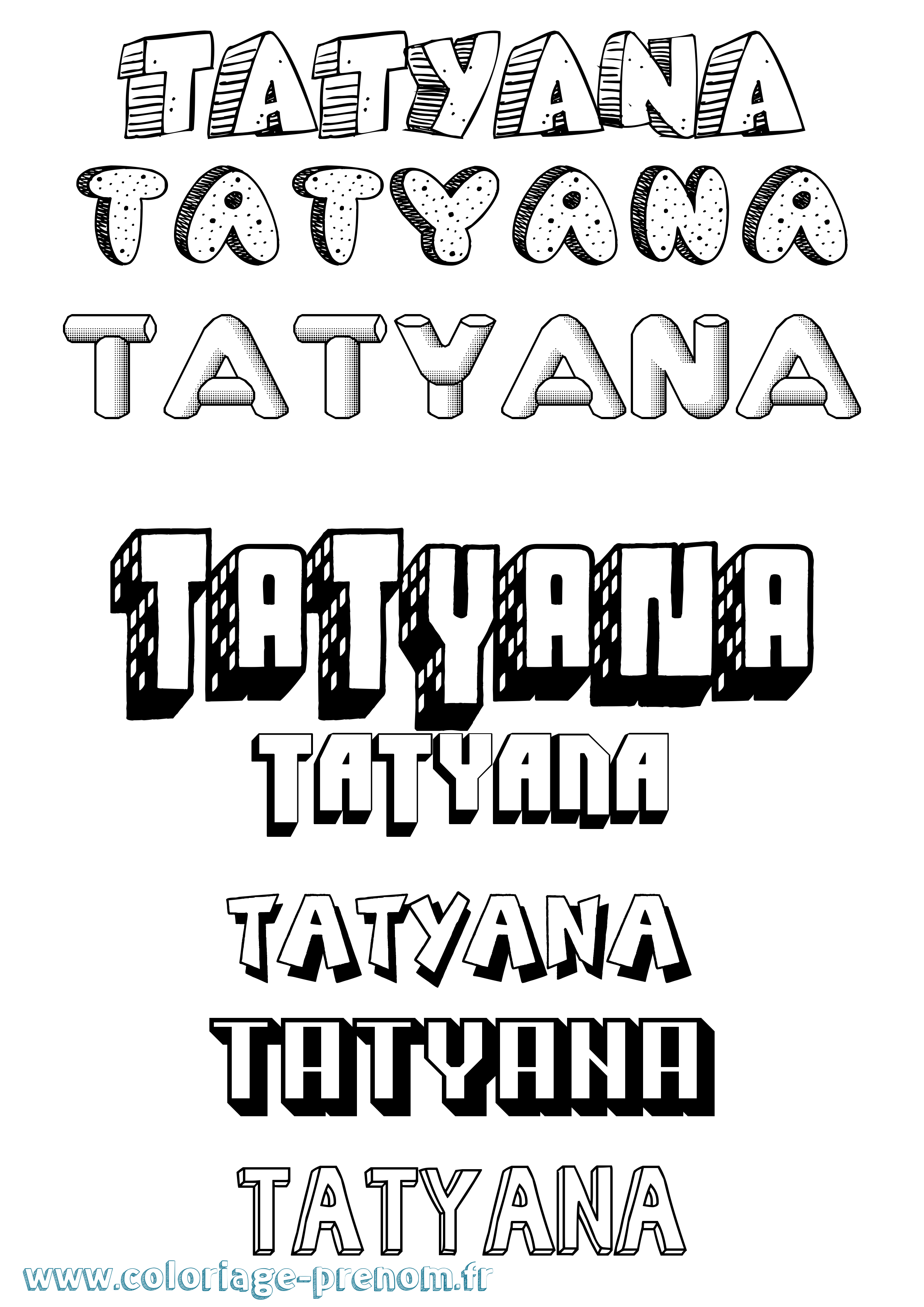 Coloriage Tatyana Effet 3D Coloriage prénom Tatyana Effet 3D