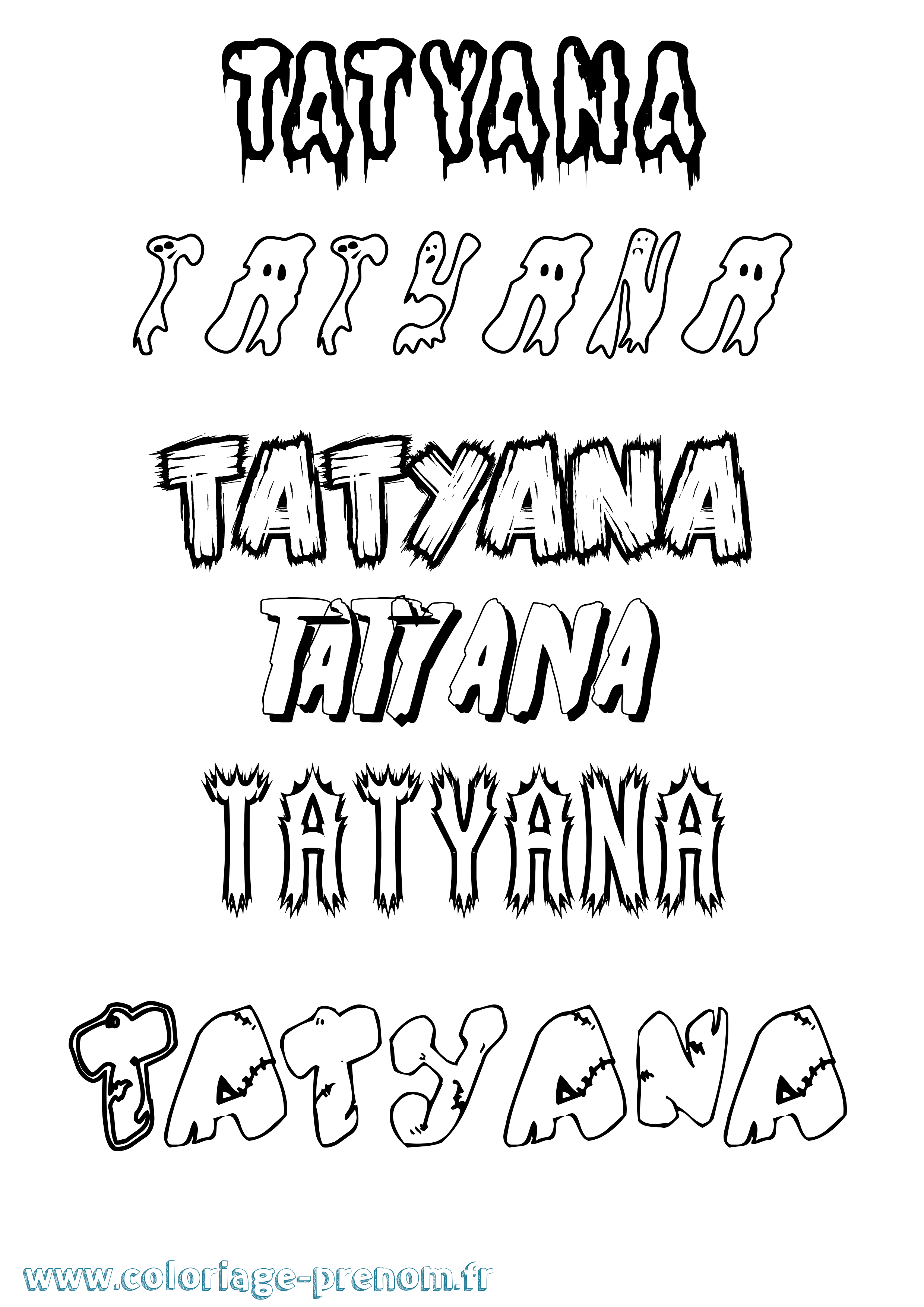 Coloriage prénom Tatyana Frisson