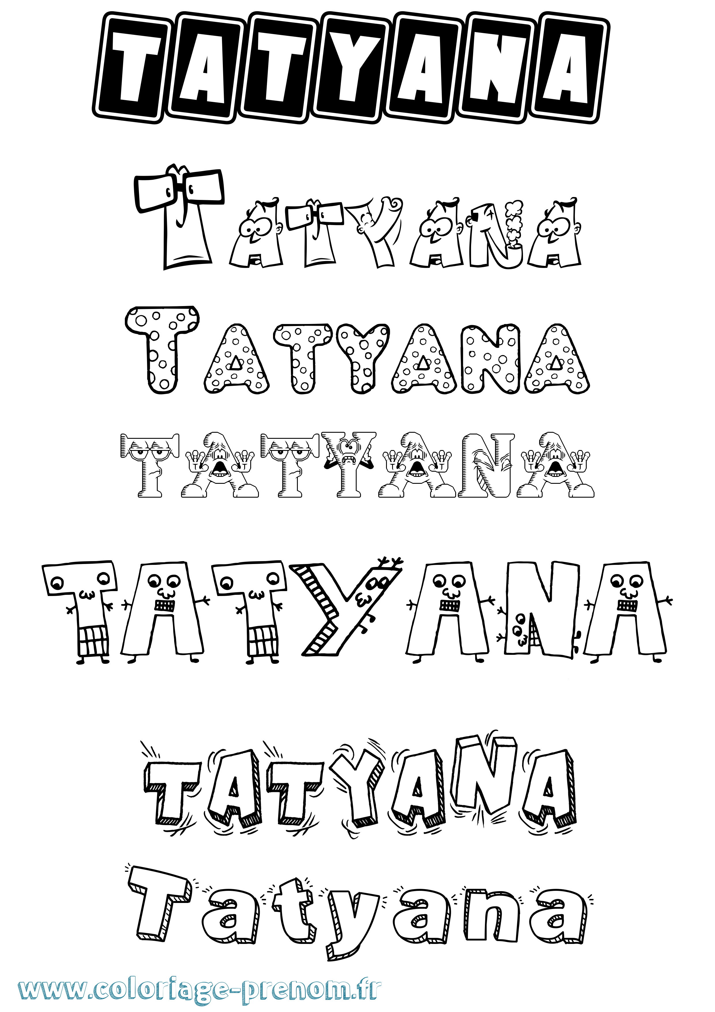 Coloriage prénom Tatyana Fun