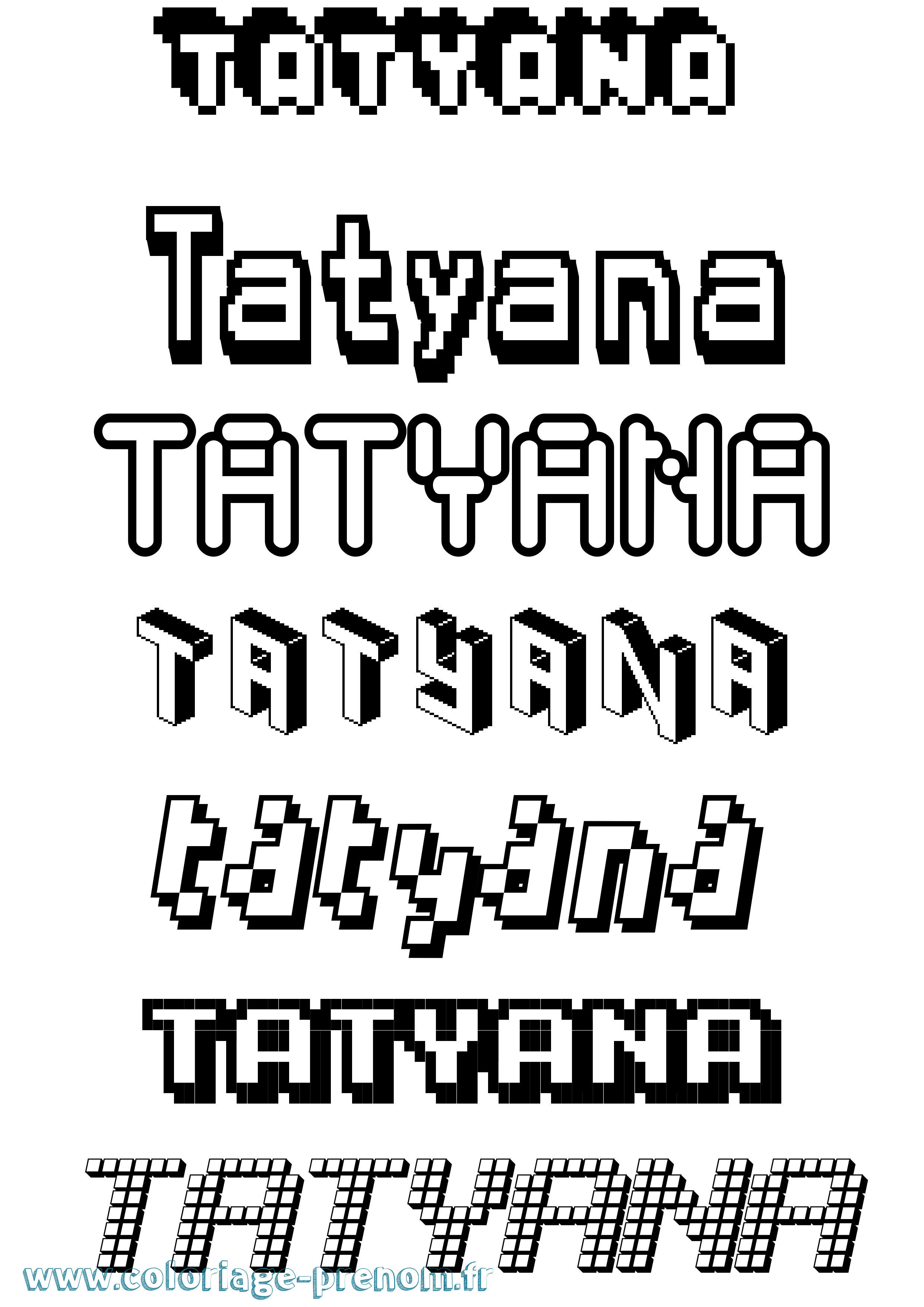 Coloriage prénom Tatyana Pixel