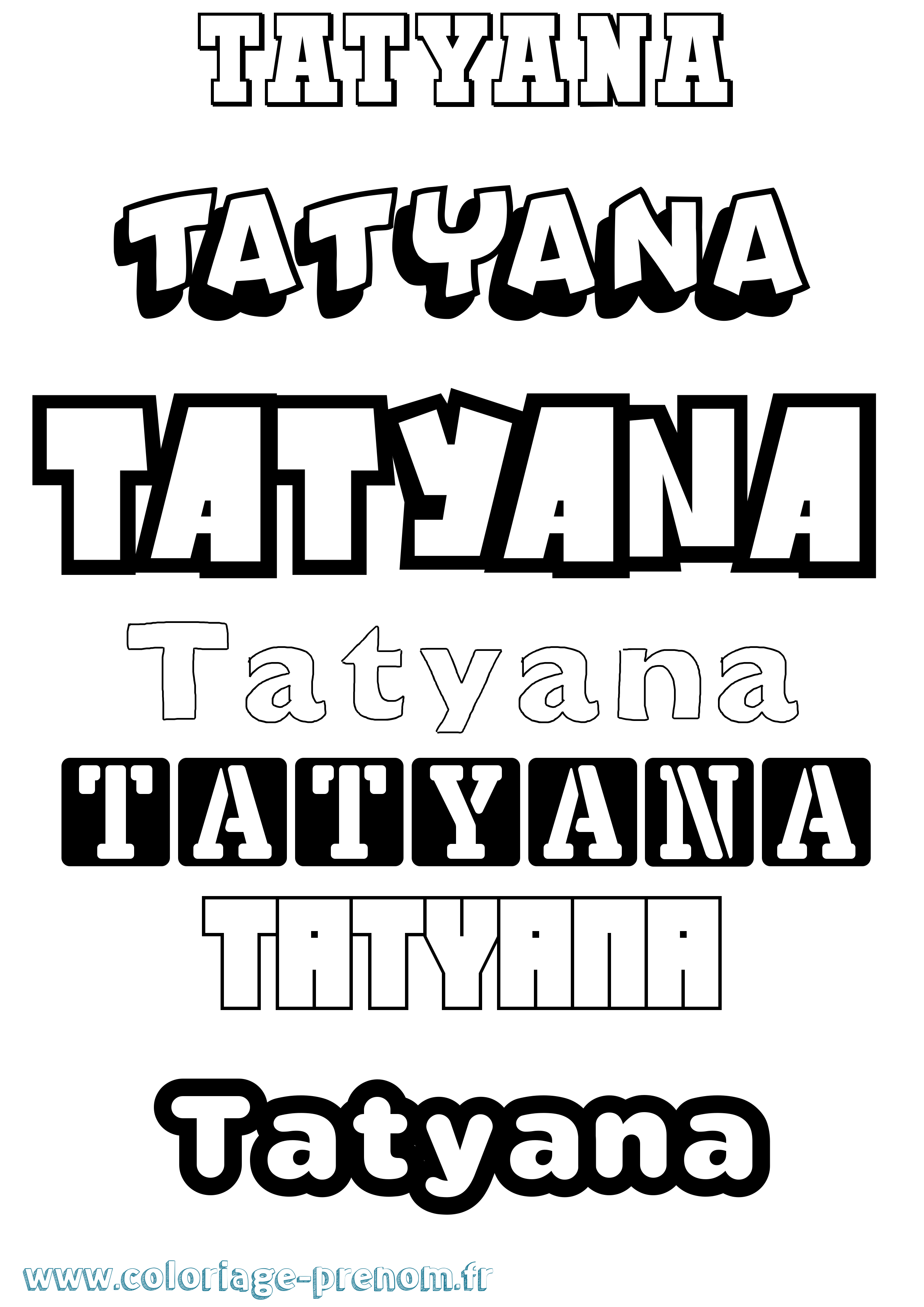 Coloriage Tatyana Simple Coloriage prénom Tatyana Simple