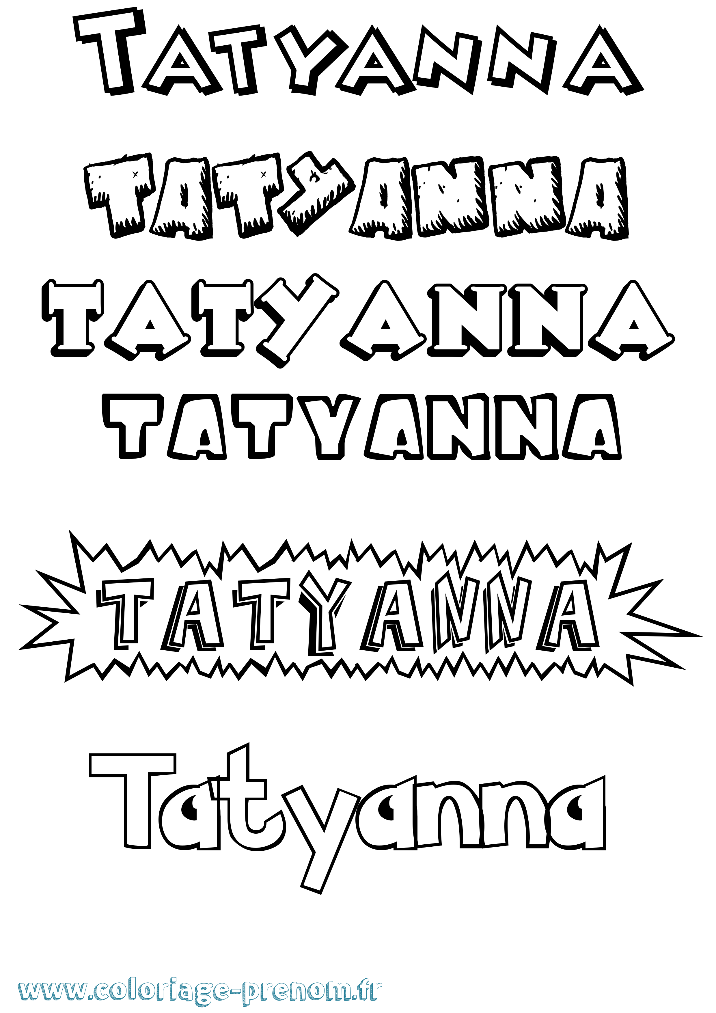 Coloriage Tatyanna Dessin Animé Coloriage prénom Tatyanna Dessin Animé