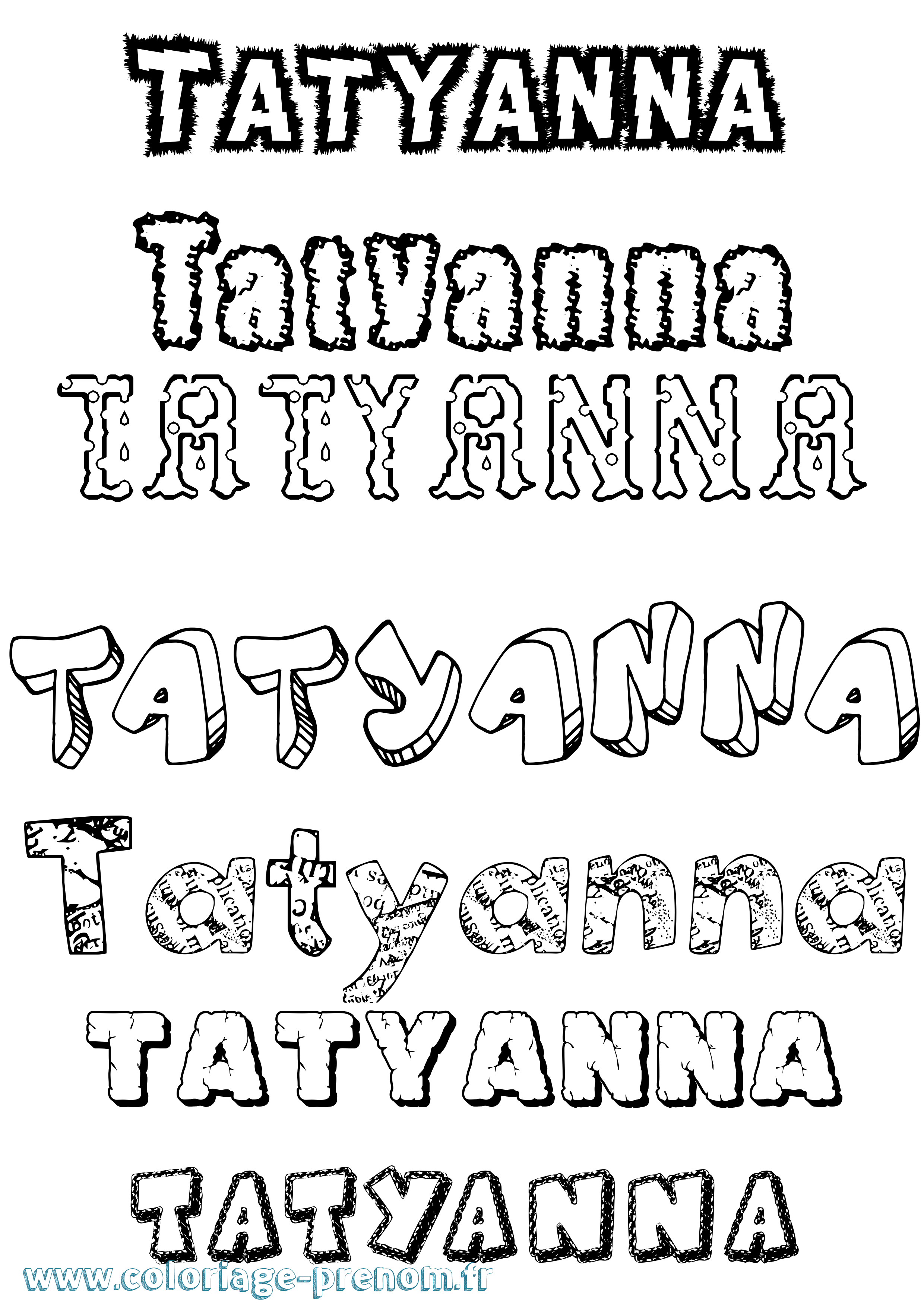 Coloriage Tatyanna Destructuré Coloriage prénom Tatyanna Destructuré