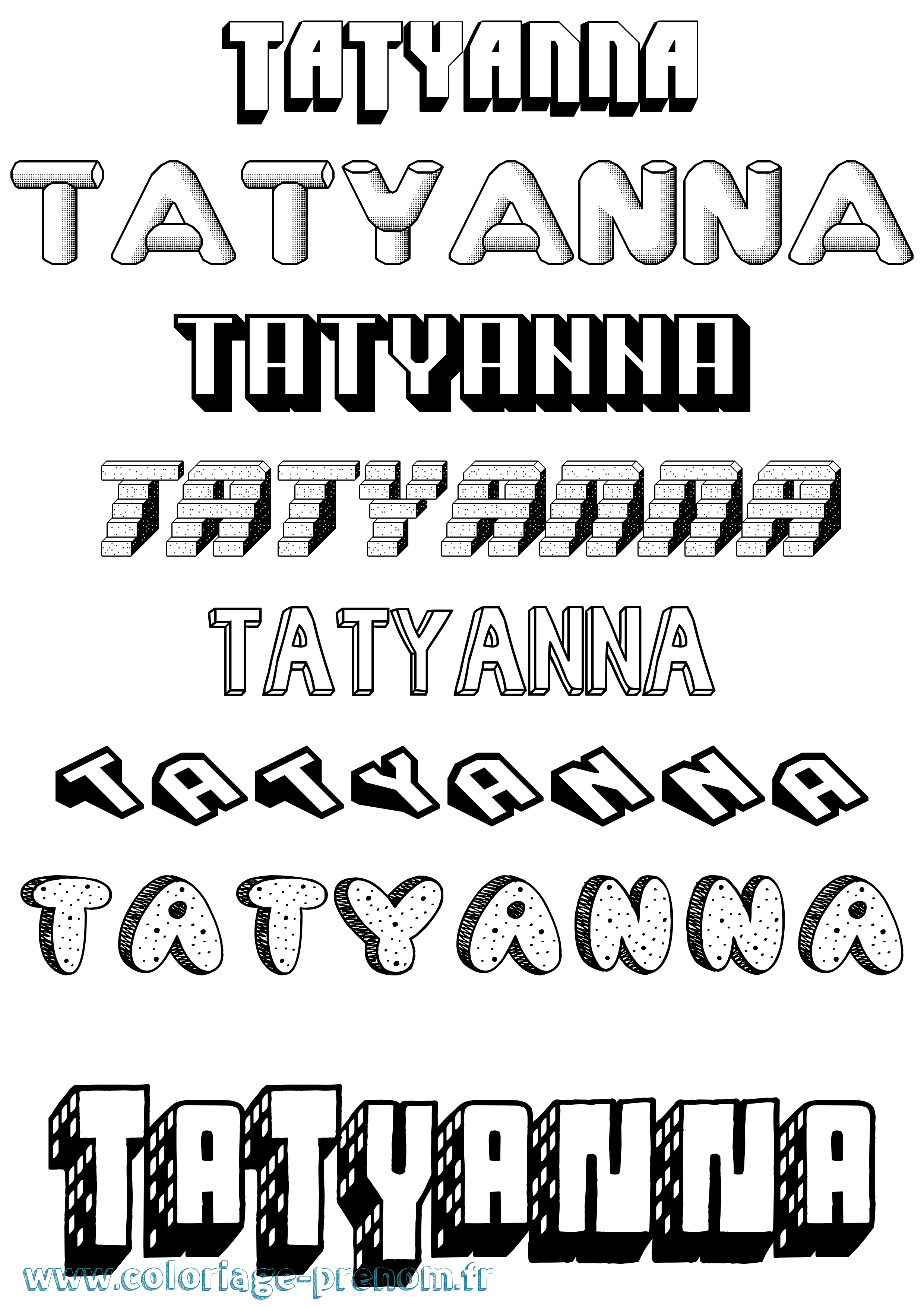 Coloriage Tatyanna Effet 3D Coloriage prénom Tatyanna Effet 3D