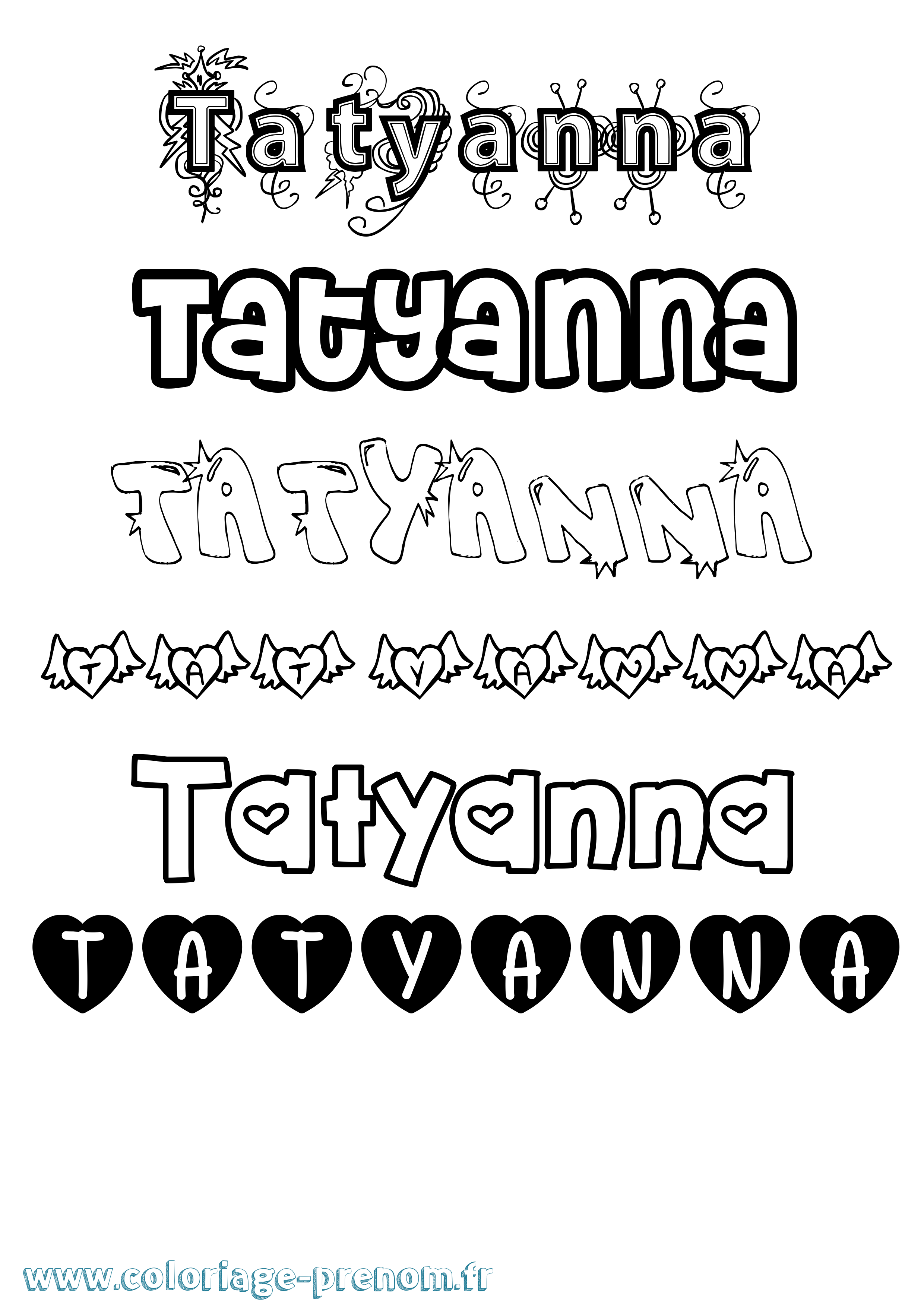 Coloriage Tatyanna Girly Coloriage prénom Tatyanna Girly