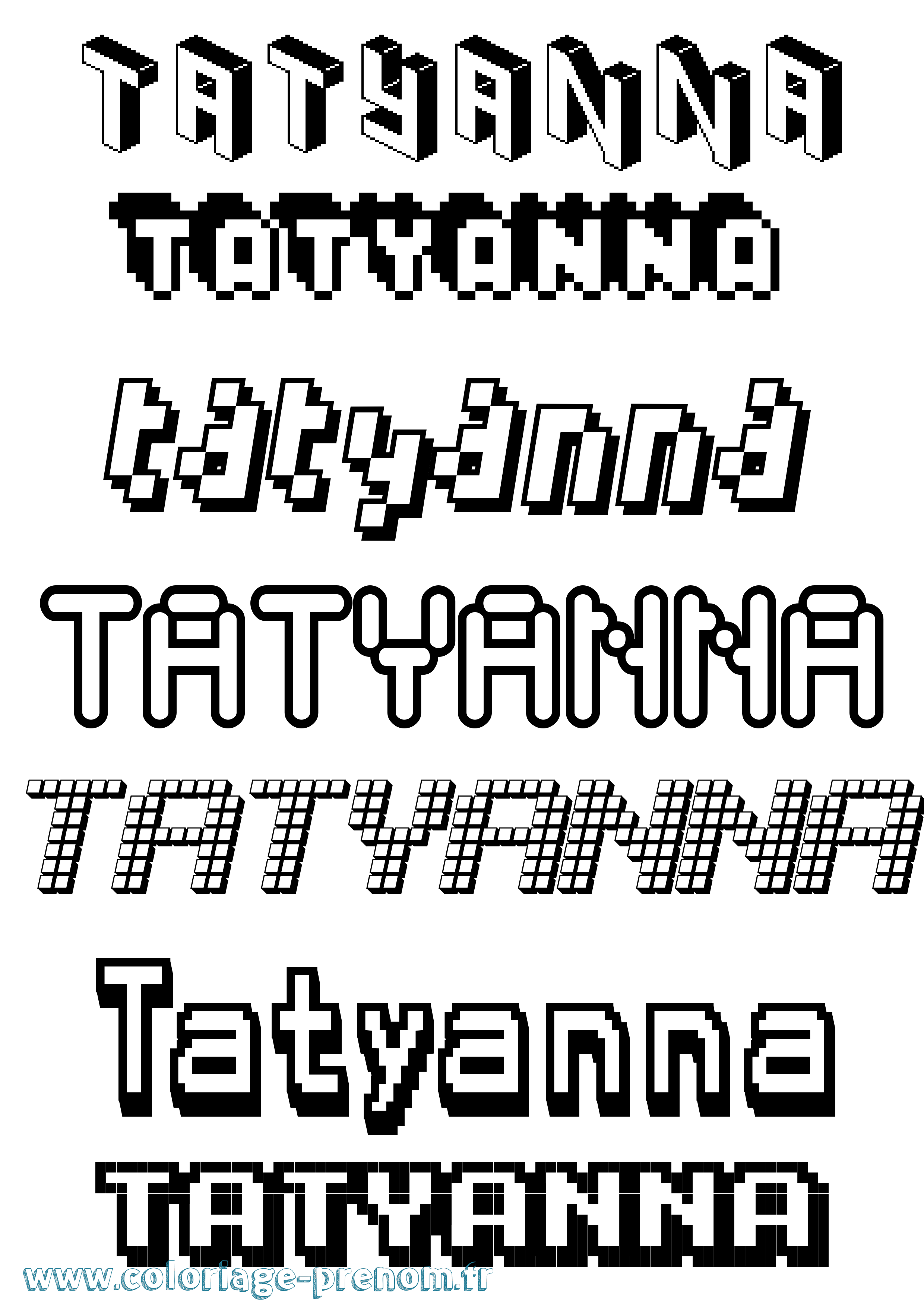 Coloriage Tatyanna Pixel Coloriage prénom Tatyanna Pixel