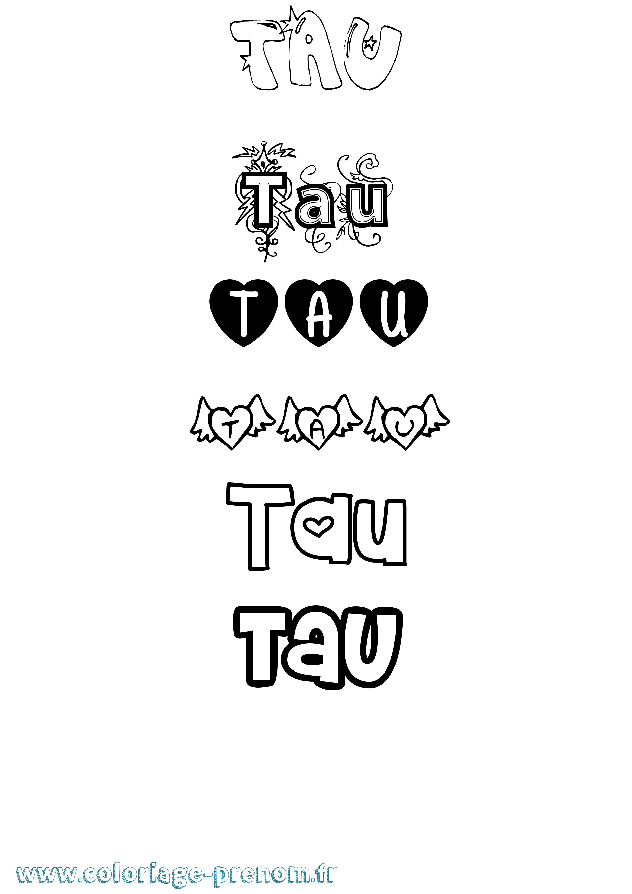 Coloriage prénom Tau Girly