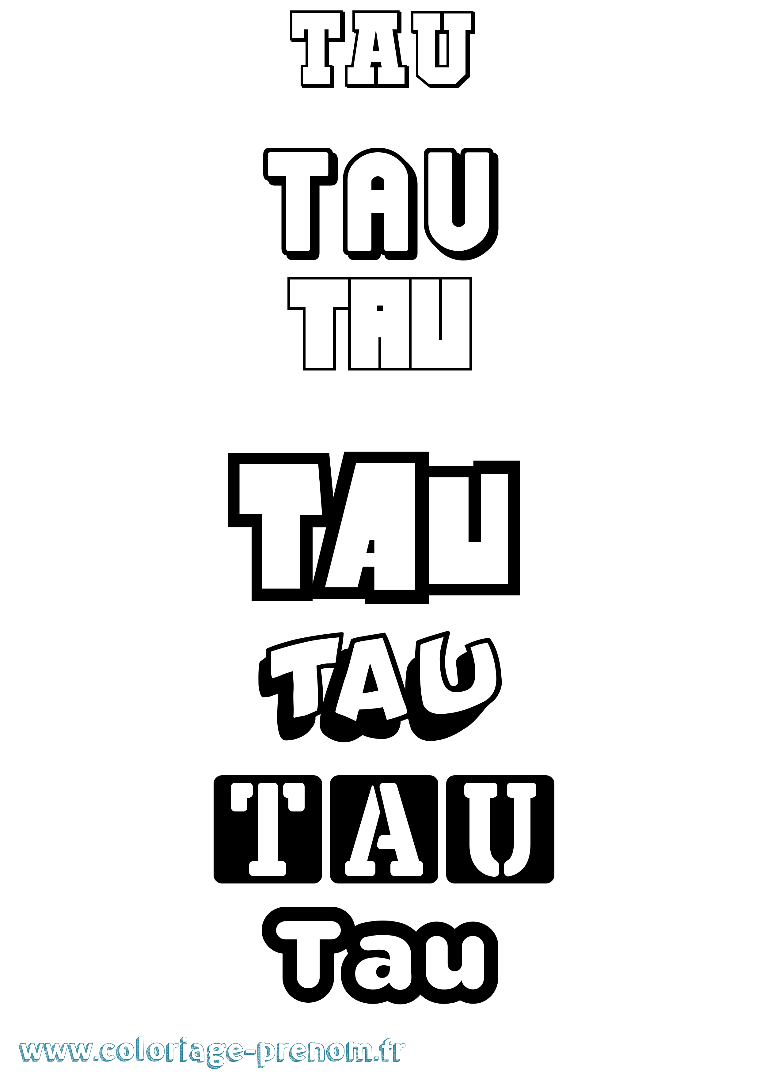 Coloriage prénom Tau Simple