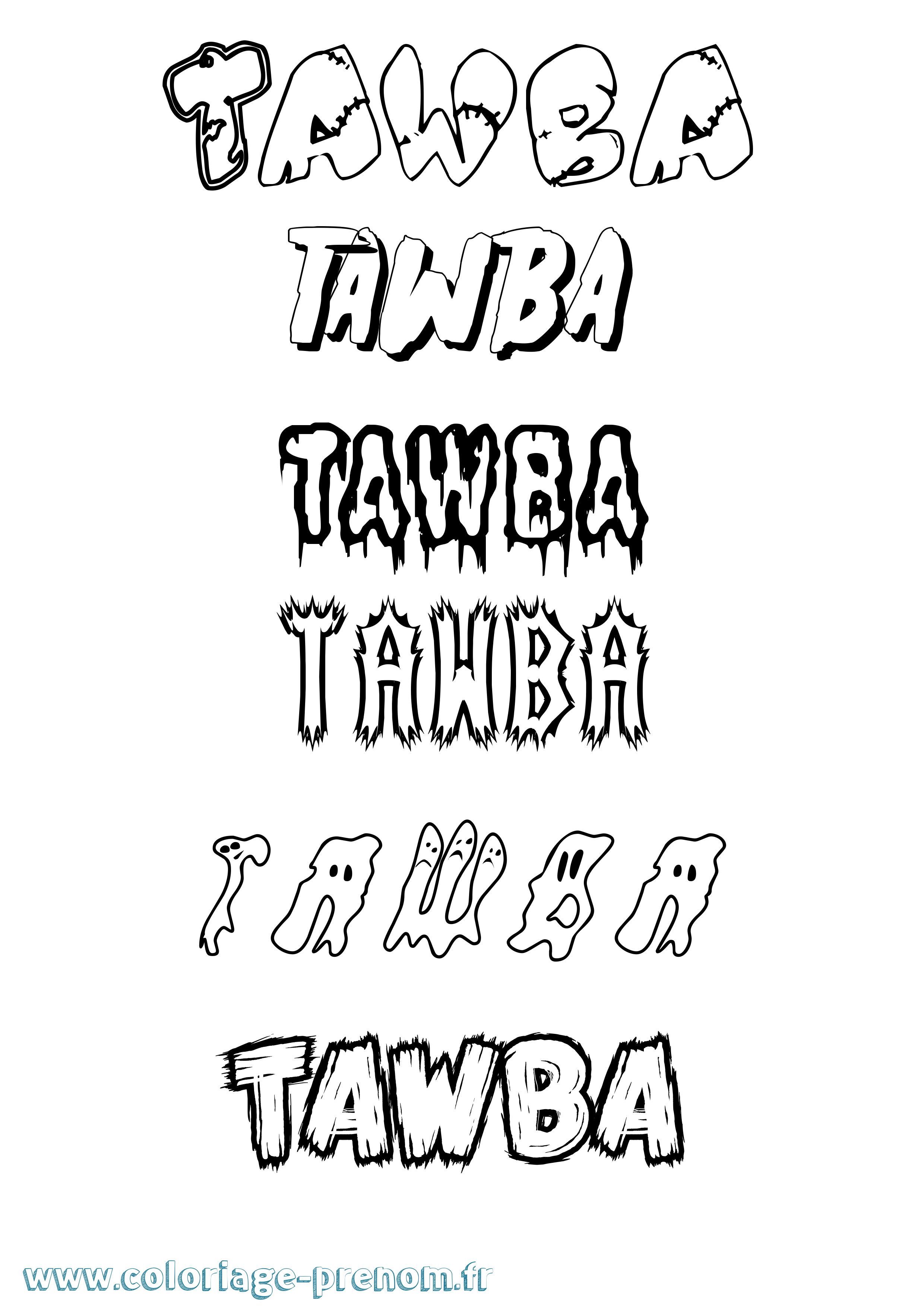 Coloriage prénom Tawba Frisson