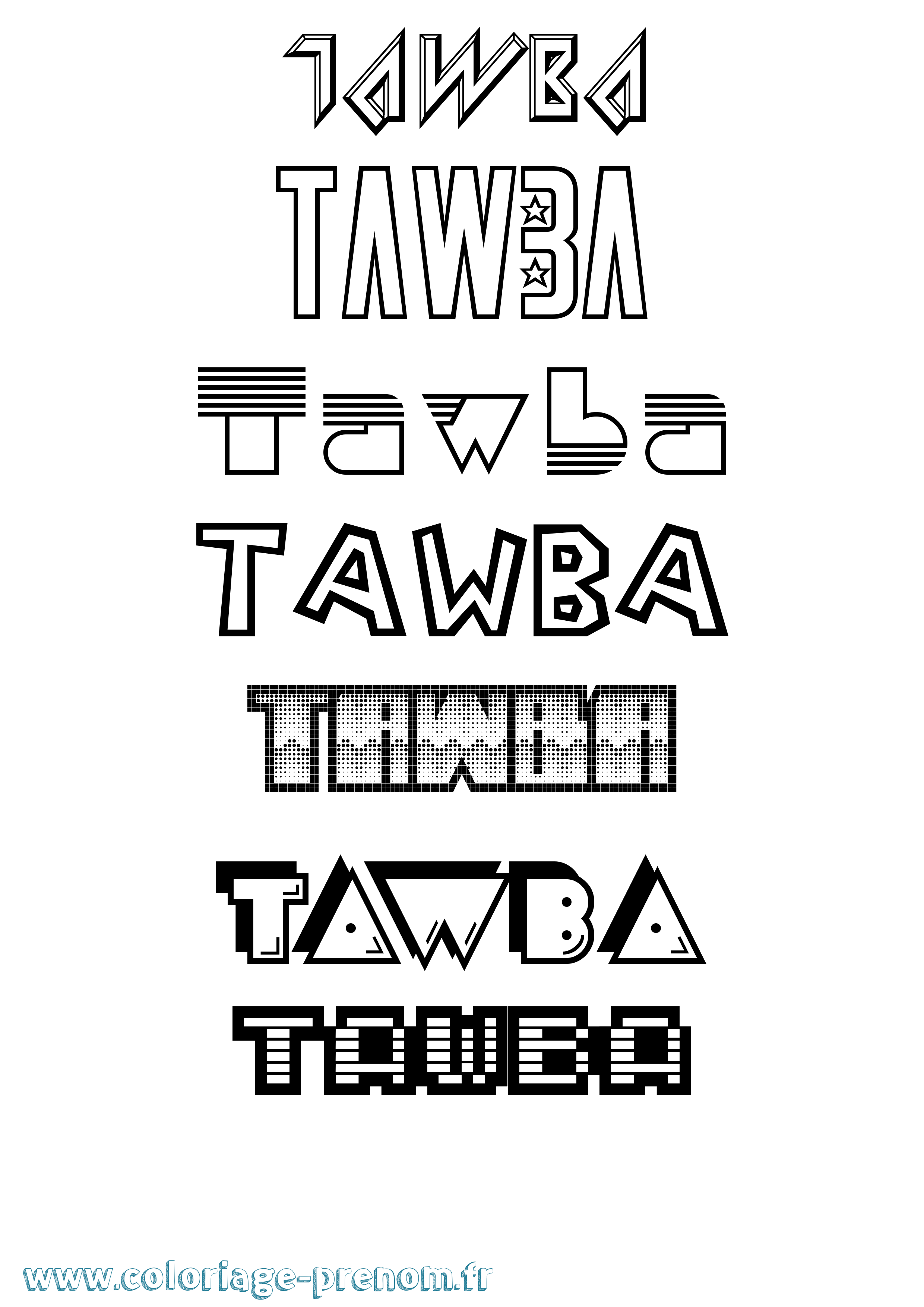 Coloriage prénom Tawba Jeux Vidéos