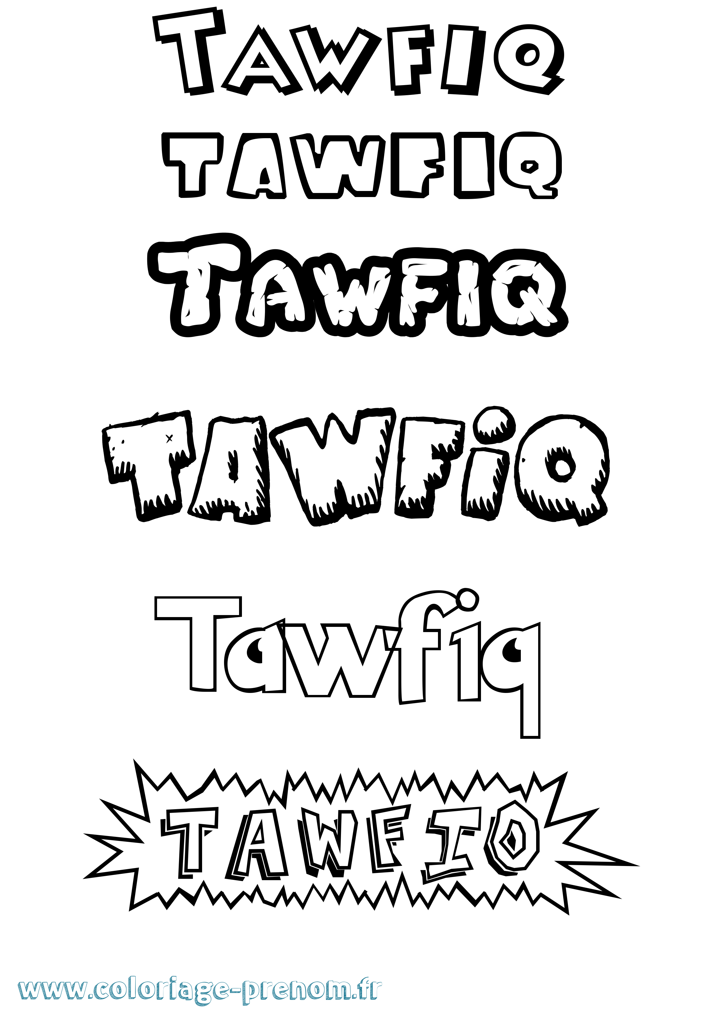 Coloriage prénom Tawfiq Dessin Animé