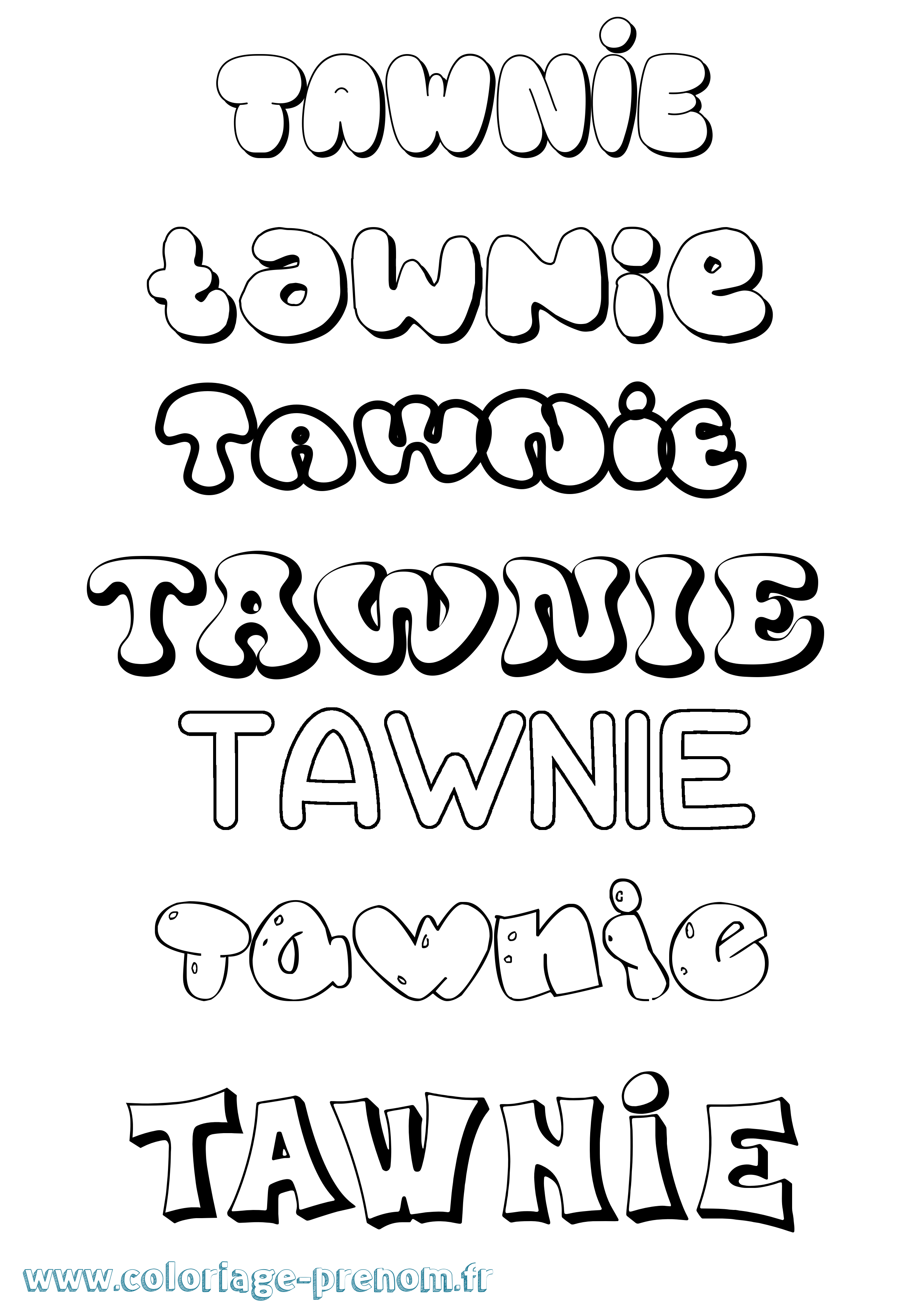 Coloriage Tawnie Bubble Coloriage prénom Tawnie Bubble