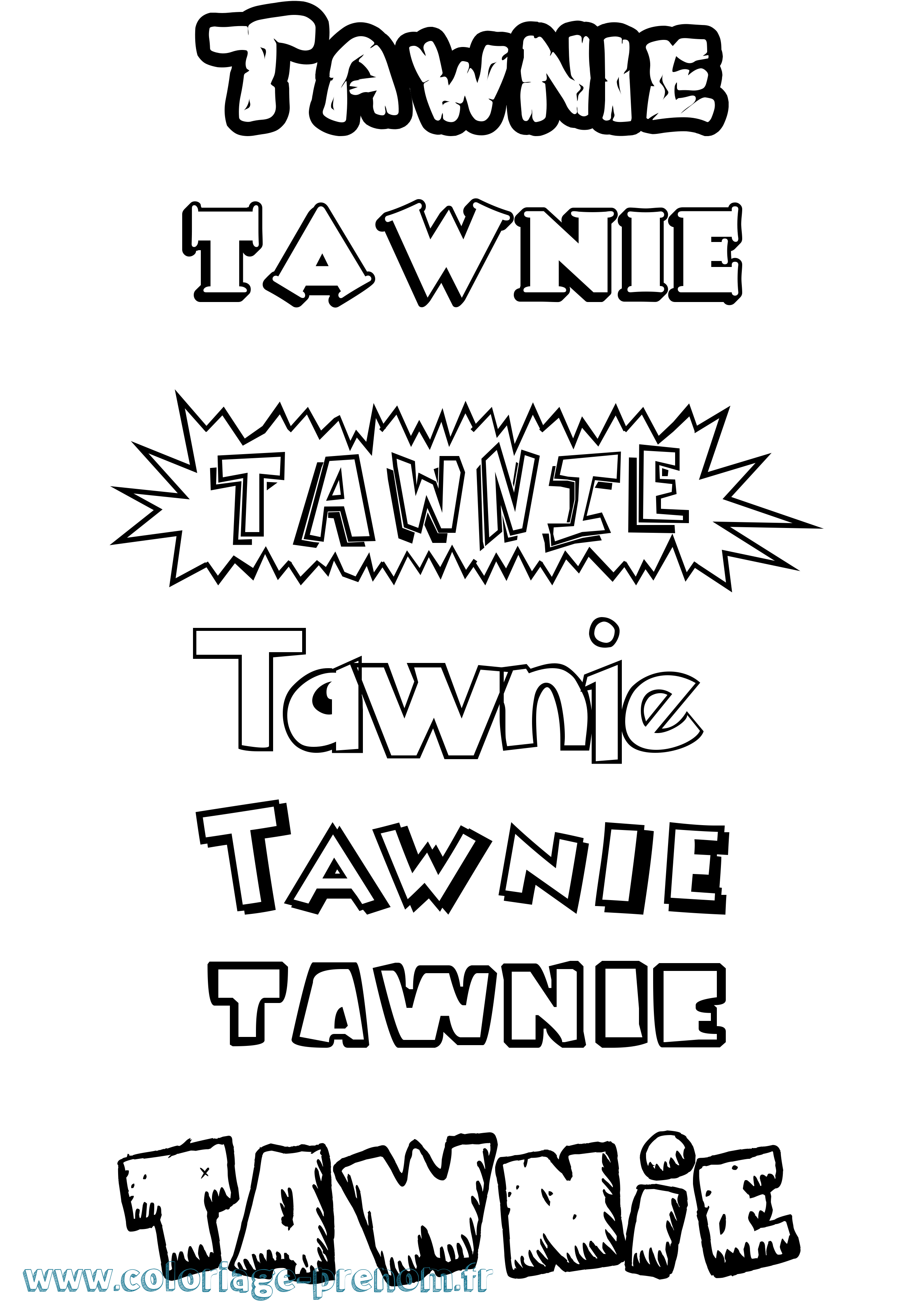 Coloriage Tawnie Dessin Animé Coloriage prénom Tawnie Dessin Animé