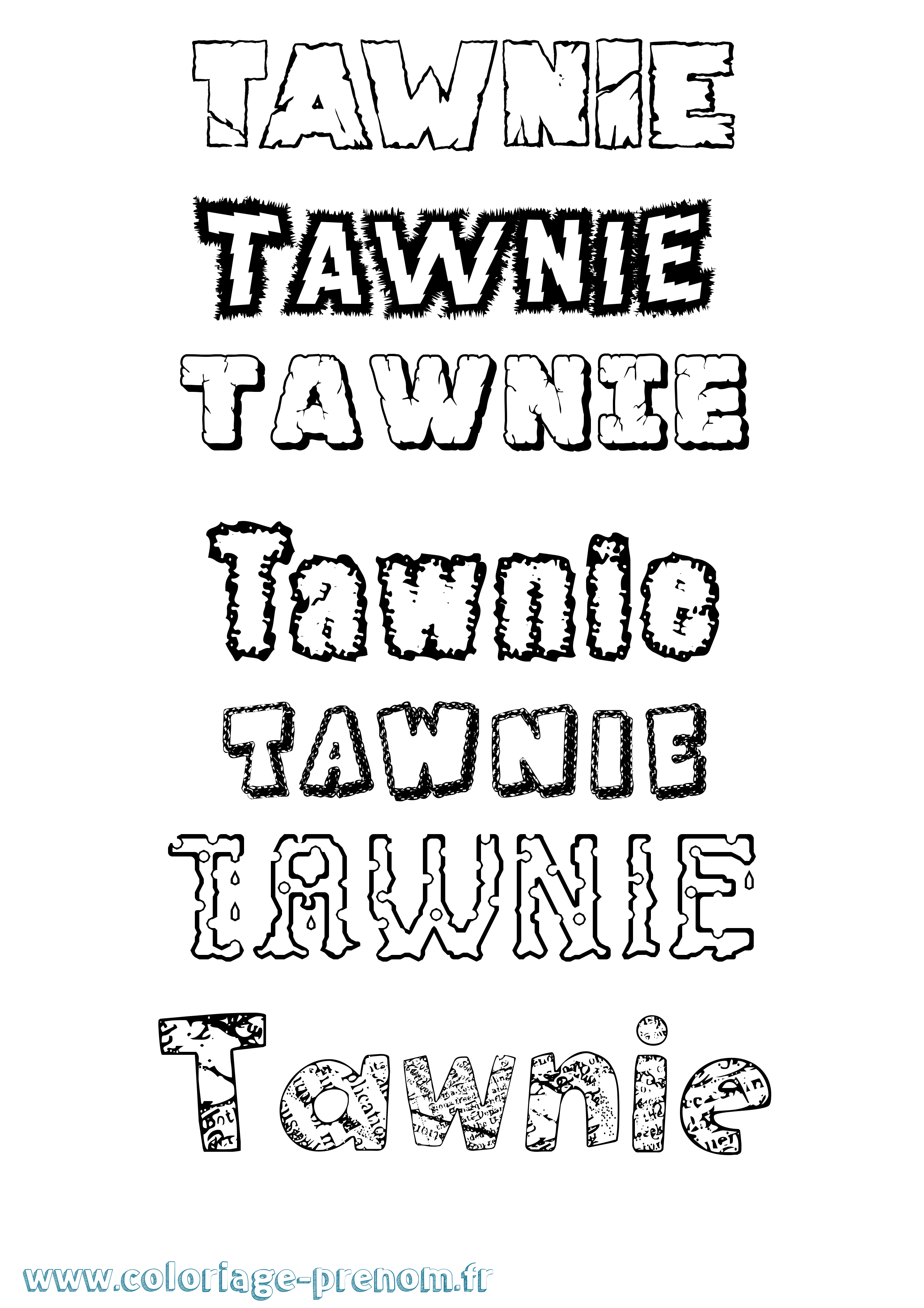 Coloriage Tawnie Destructuré Coloriage prénom Tawnie Destructuré
