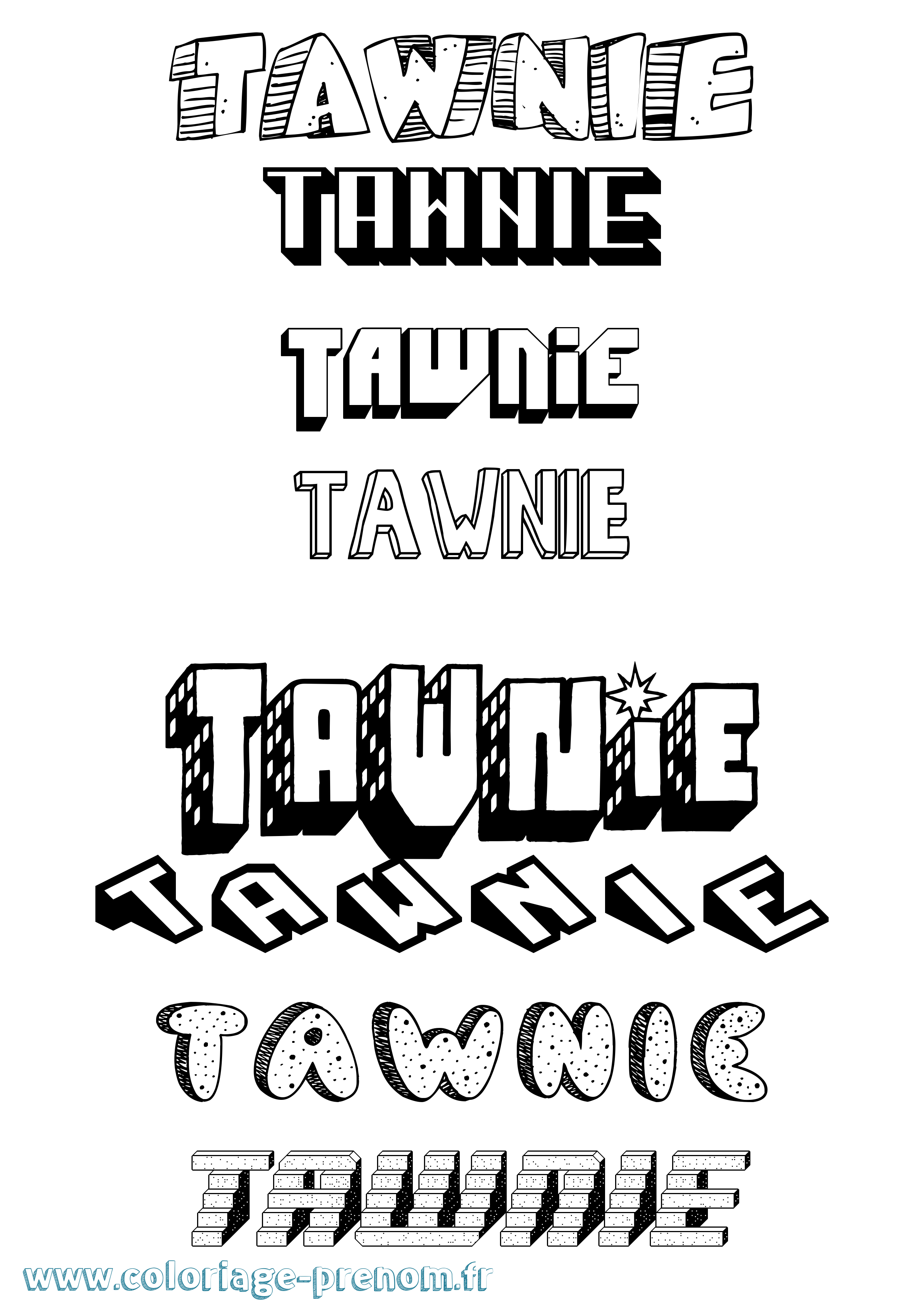 Coloriage Tawnie Effet 3D Coloriage prénom Tawnie Effet 3D
