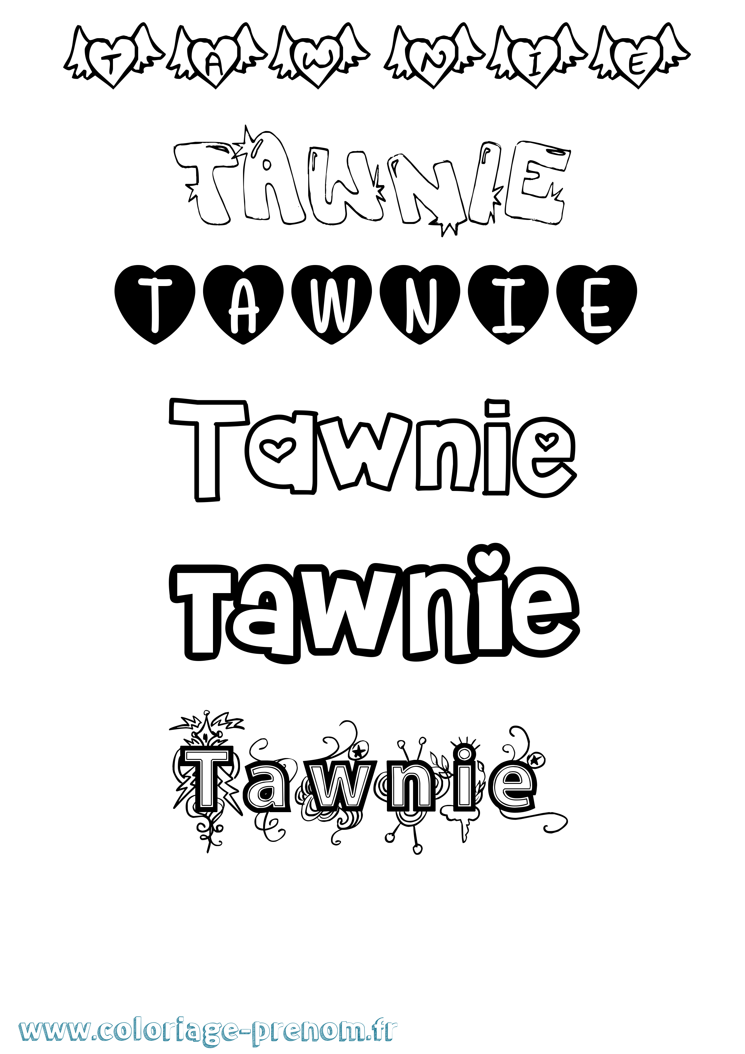 Coloriage Tawnie Girly Coloriage prénom Tawnie Girly