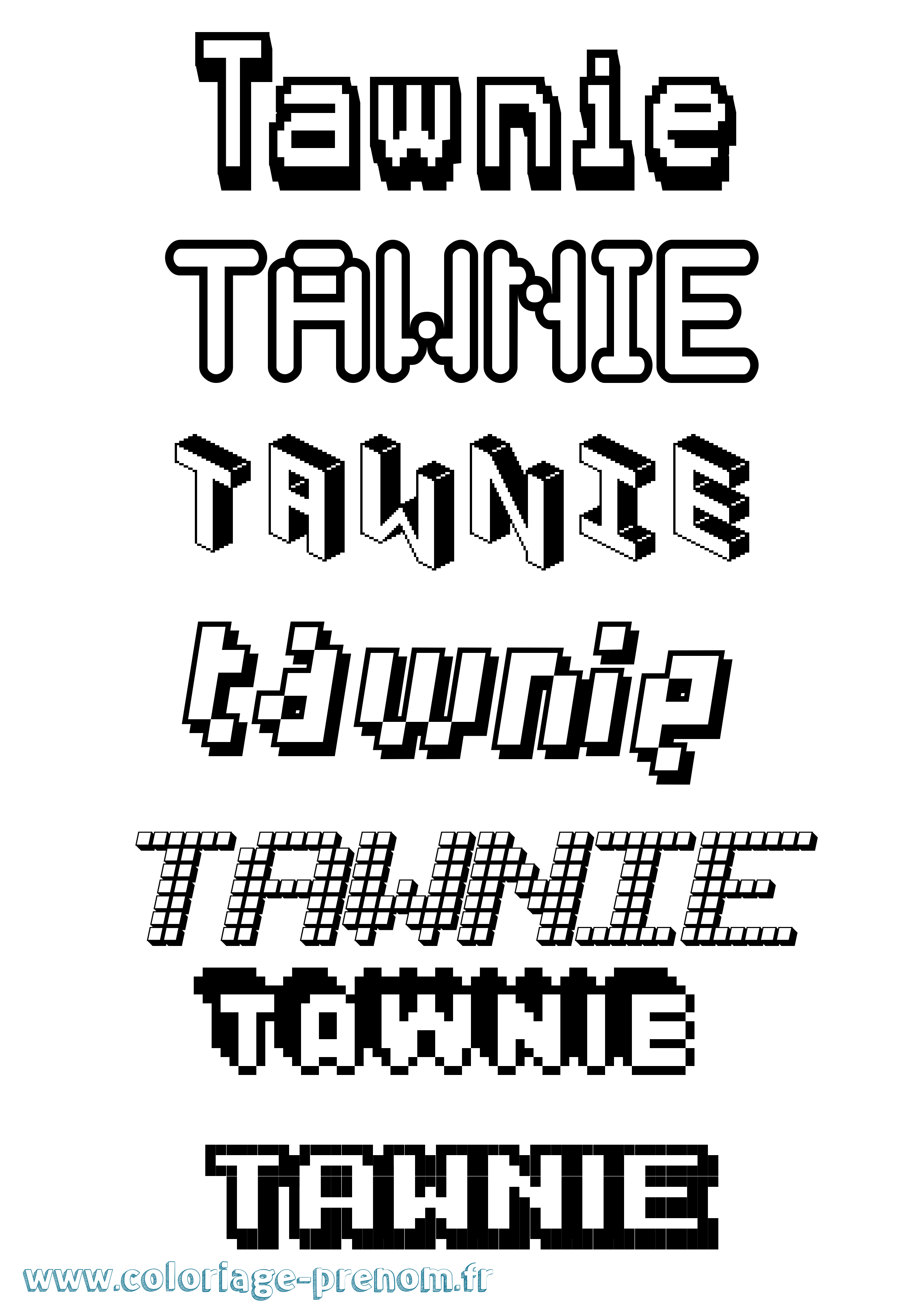 Coloriage Tawnie Pixel Coloriage prénom Tawnie Pixel