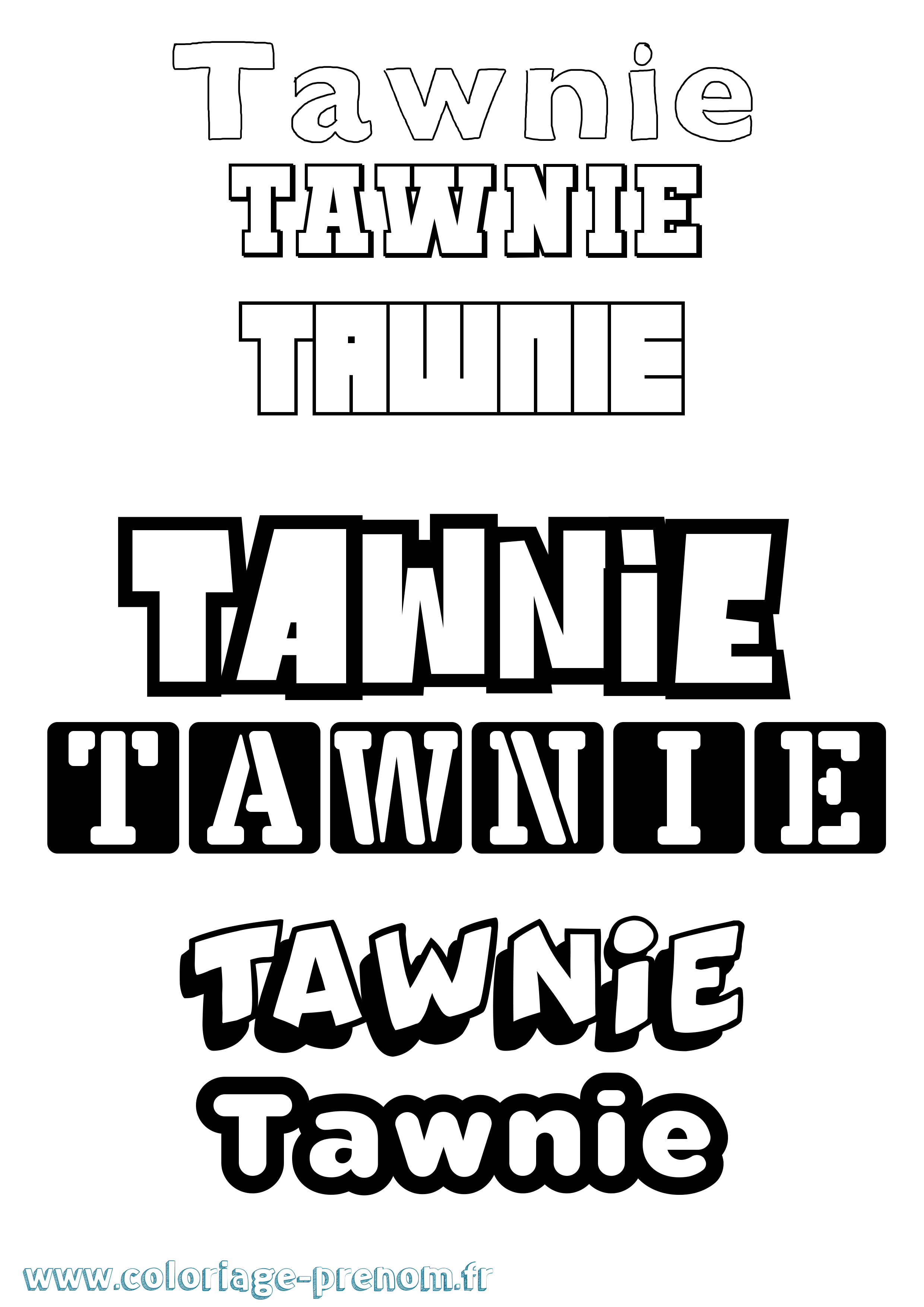 Coloriage Tawnie Simple Coloriage prénom Tawnie Simple
