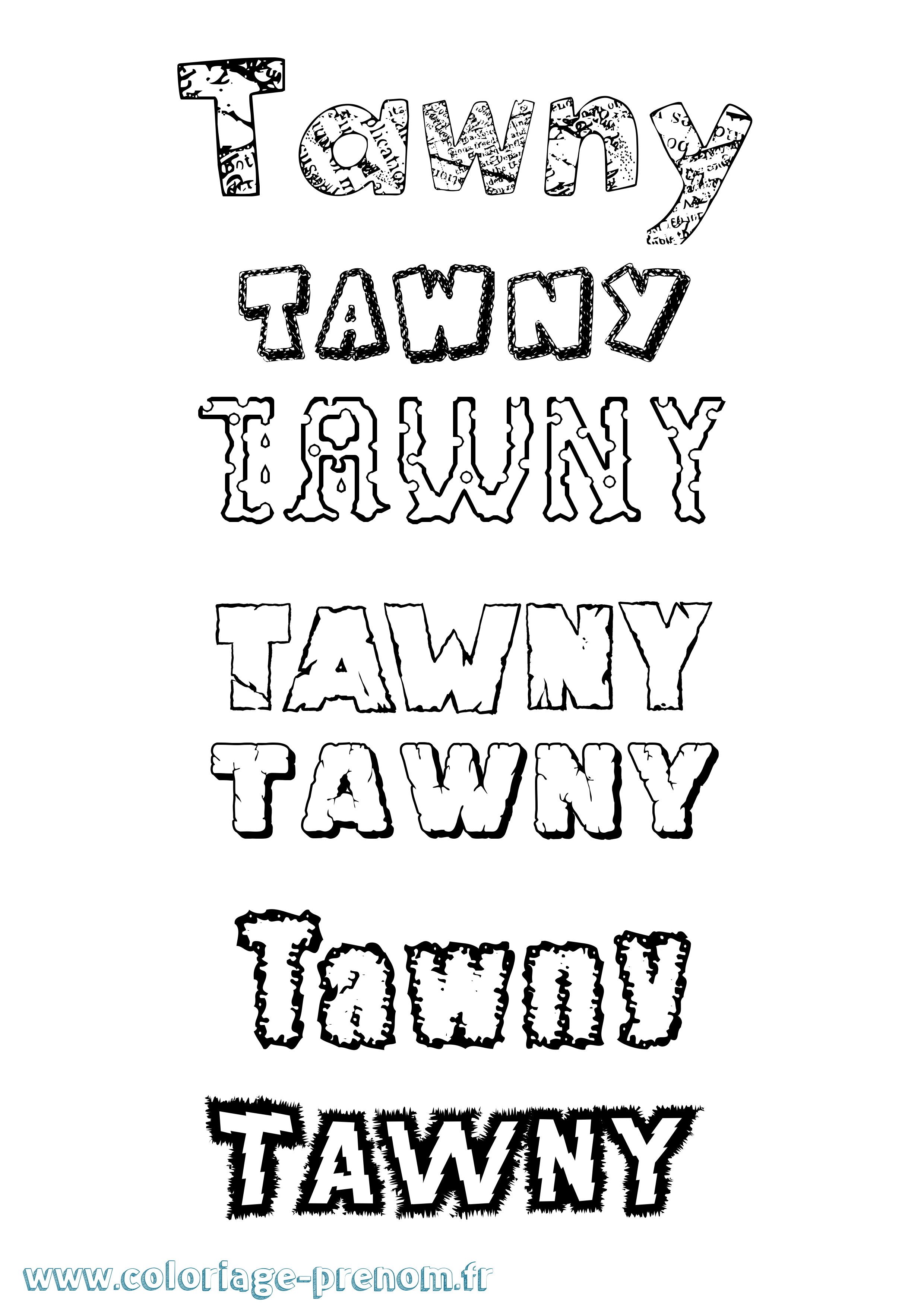 Coloriage prénom Tawny Destructuré