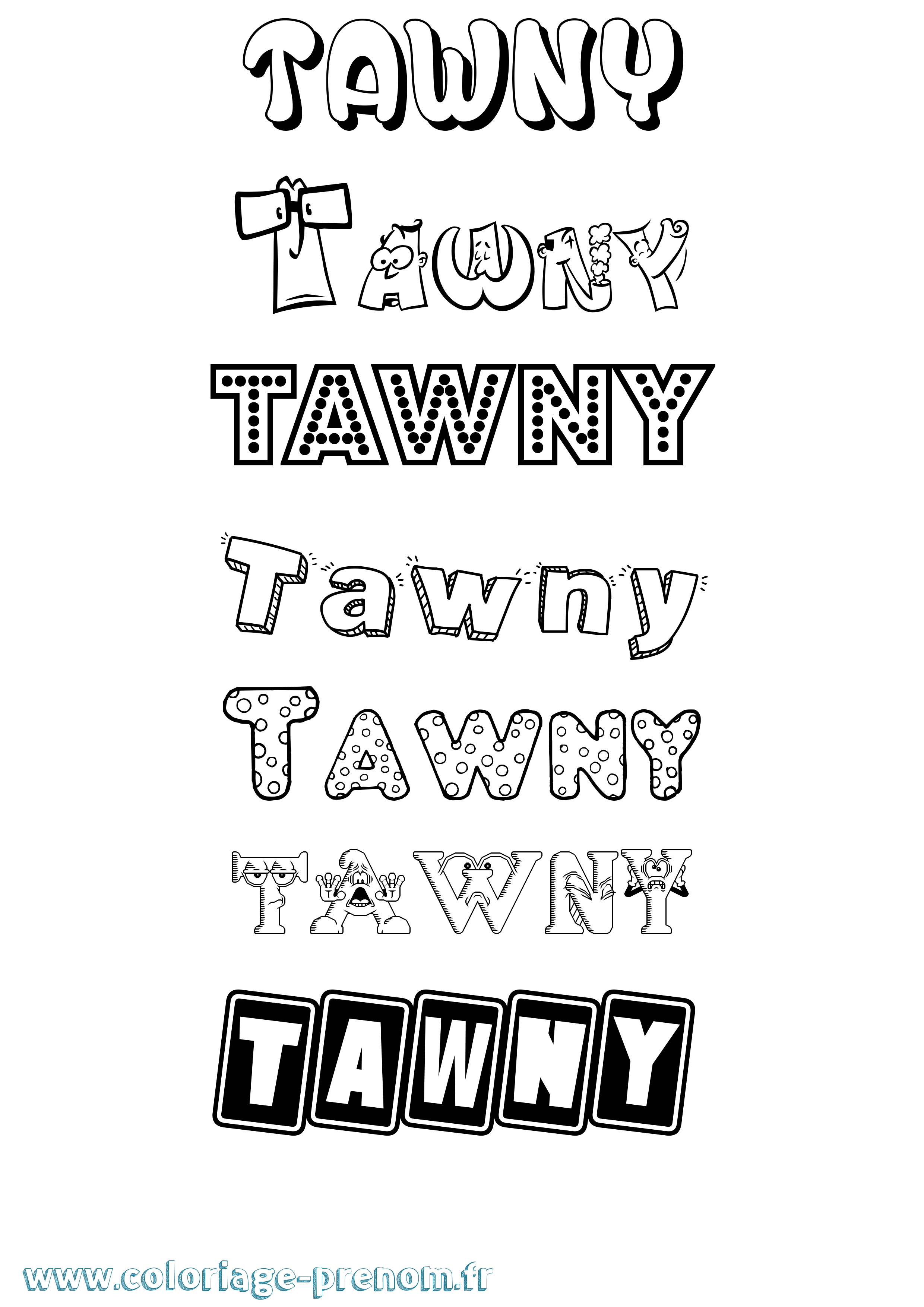 Coloriage prénom Tawny Fun