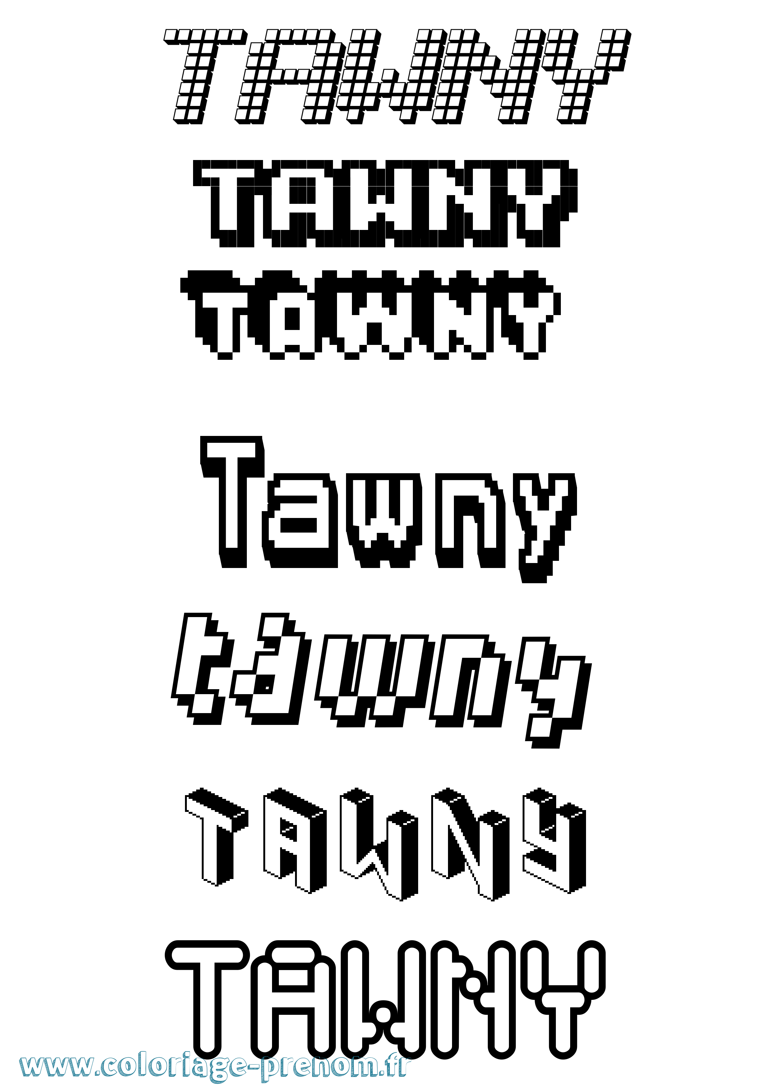 Coloriage prénom Tawny Pixel
