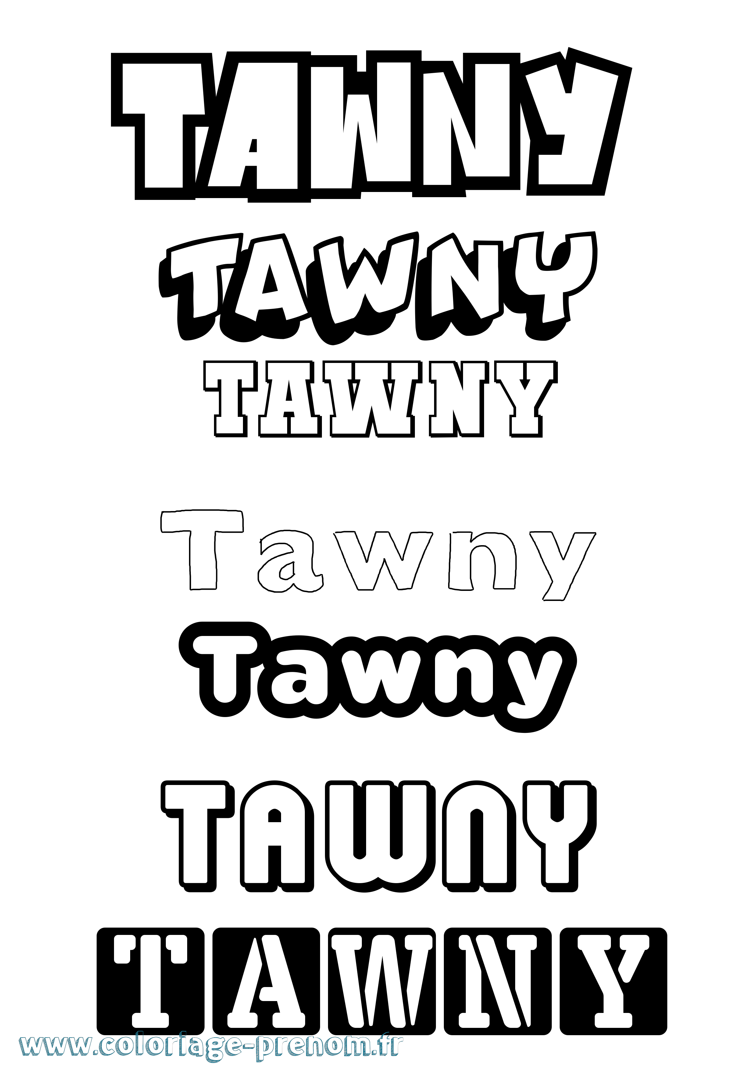 Coloriage prénom Tawny Simple