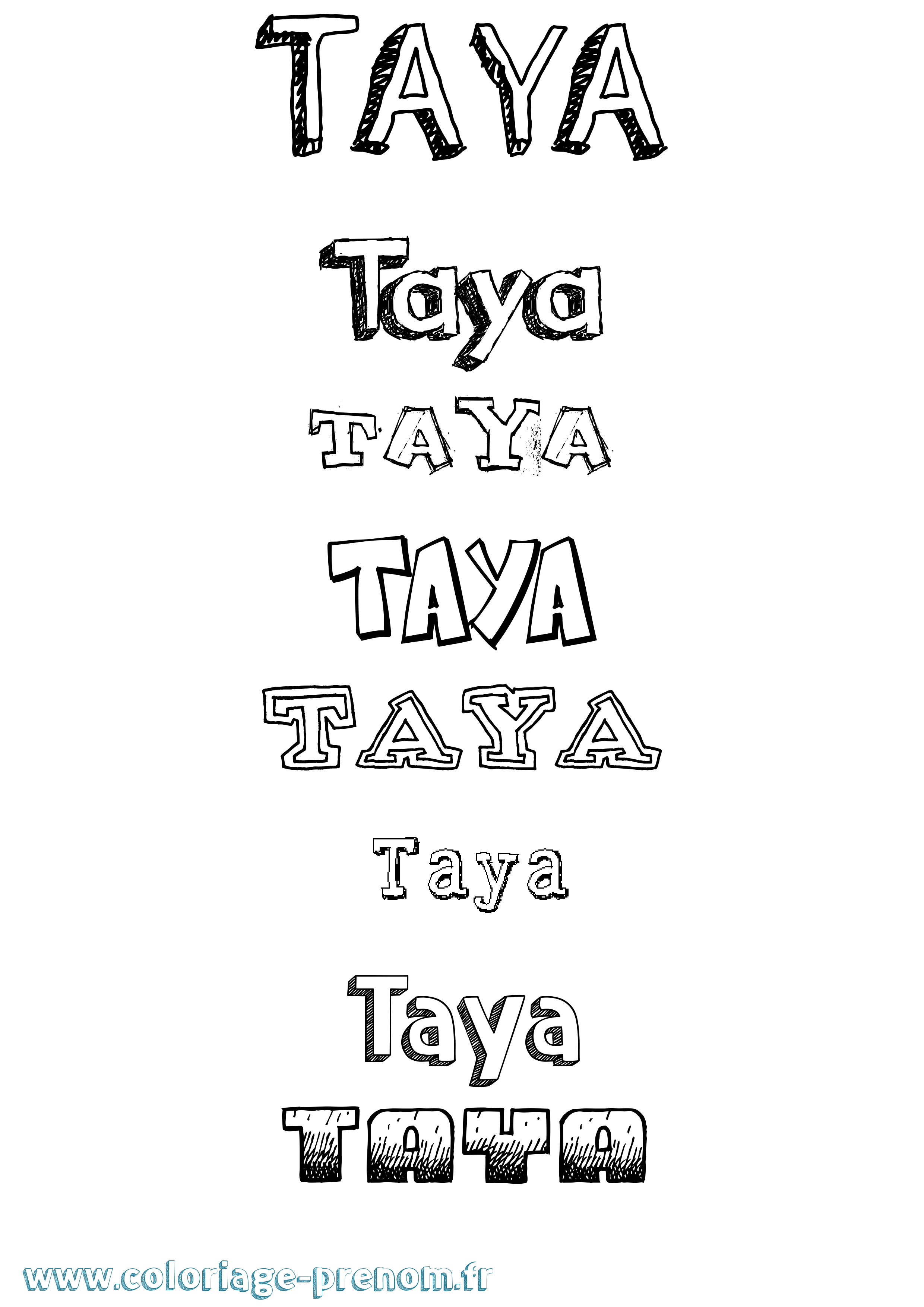 Coloriage prénom Taya Dessiné