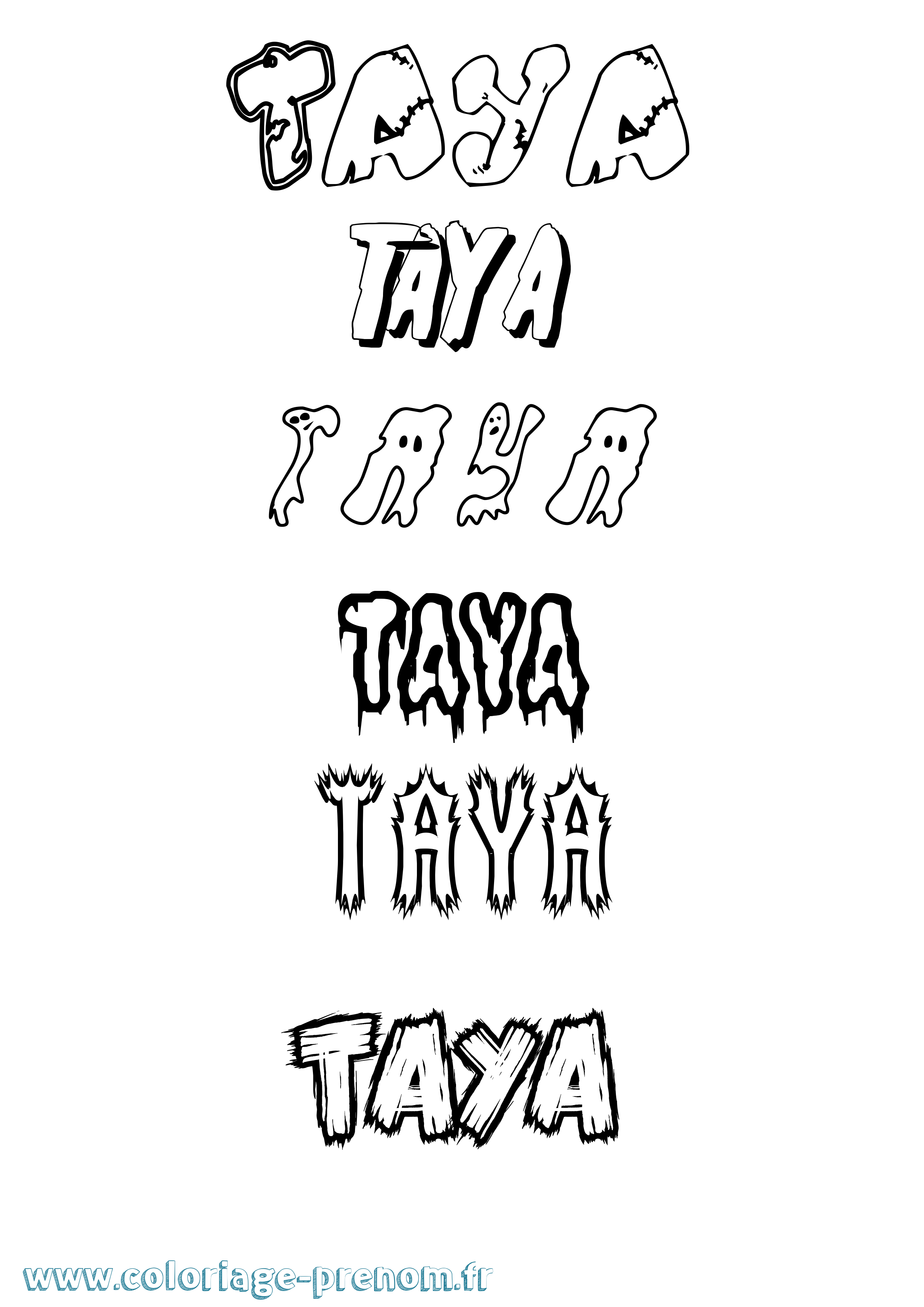 Coloriage prénom Taya Frisson