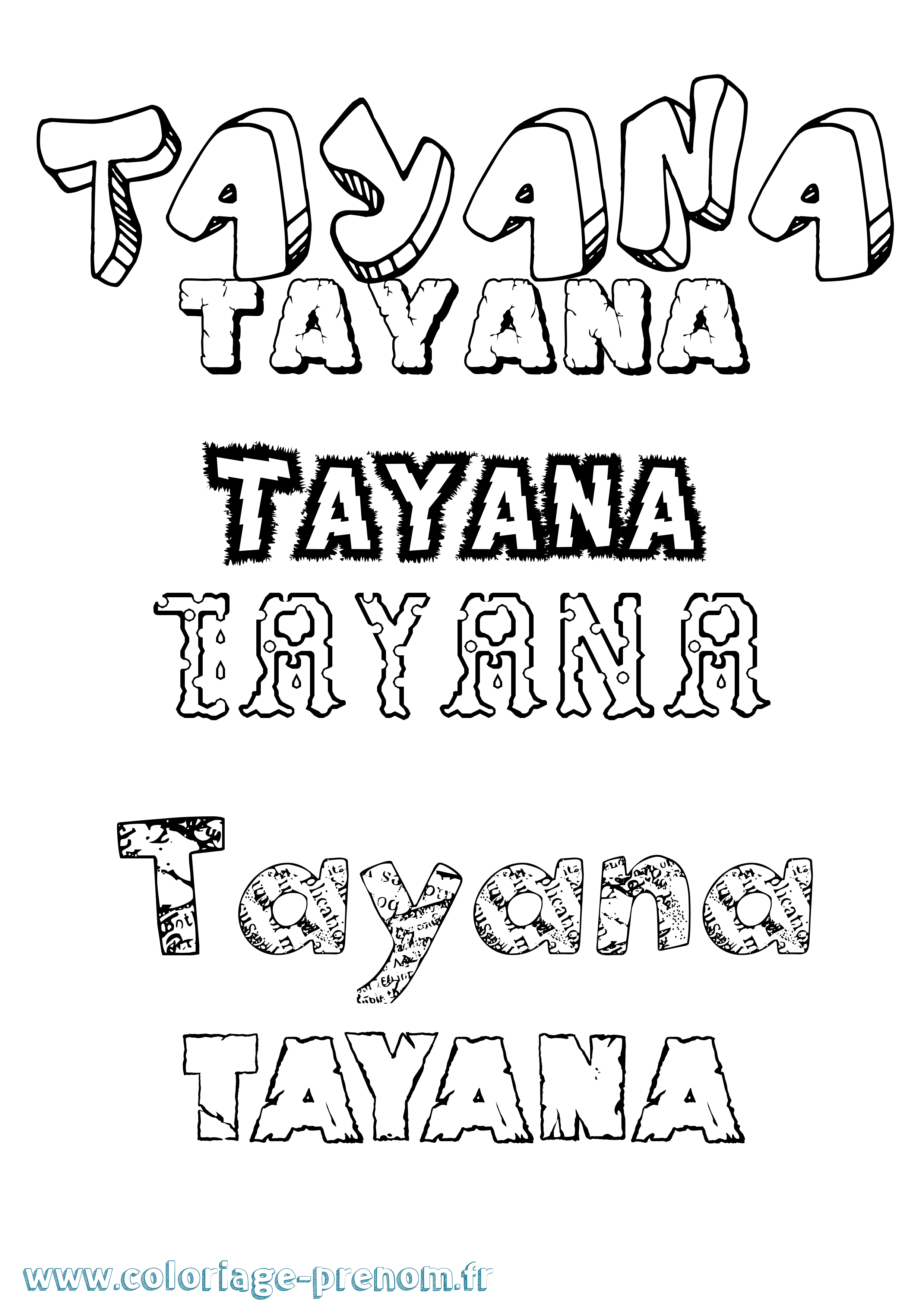 Coloriage prénom Tayana Destructuré
