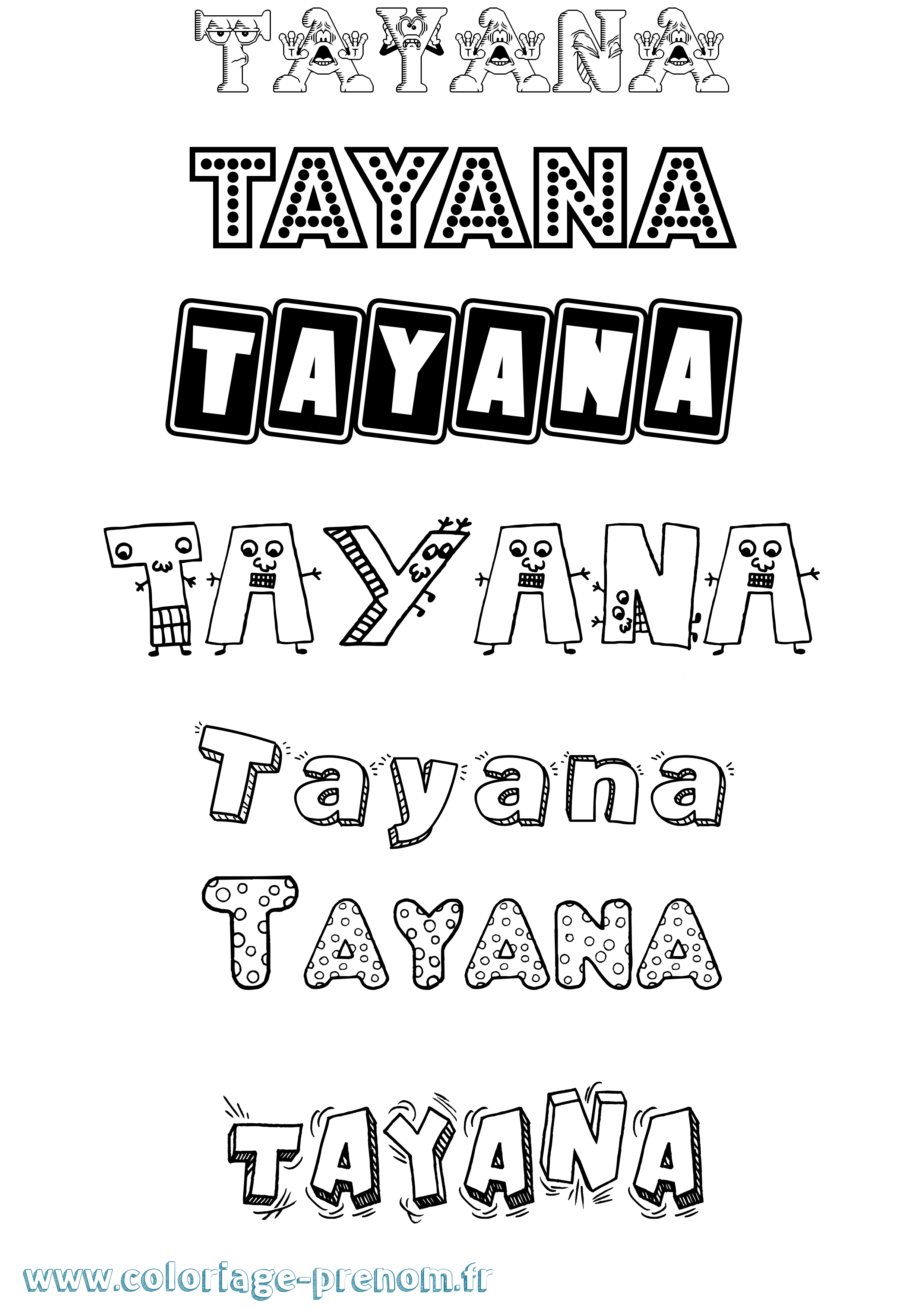 Coloriage prénom Tayana Fun