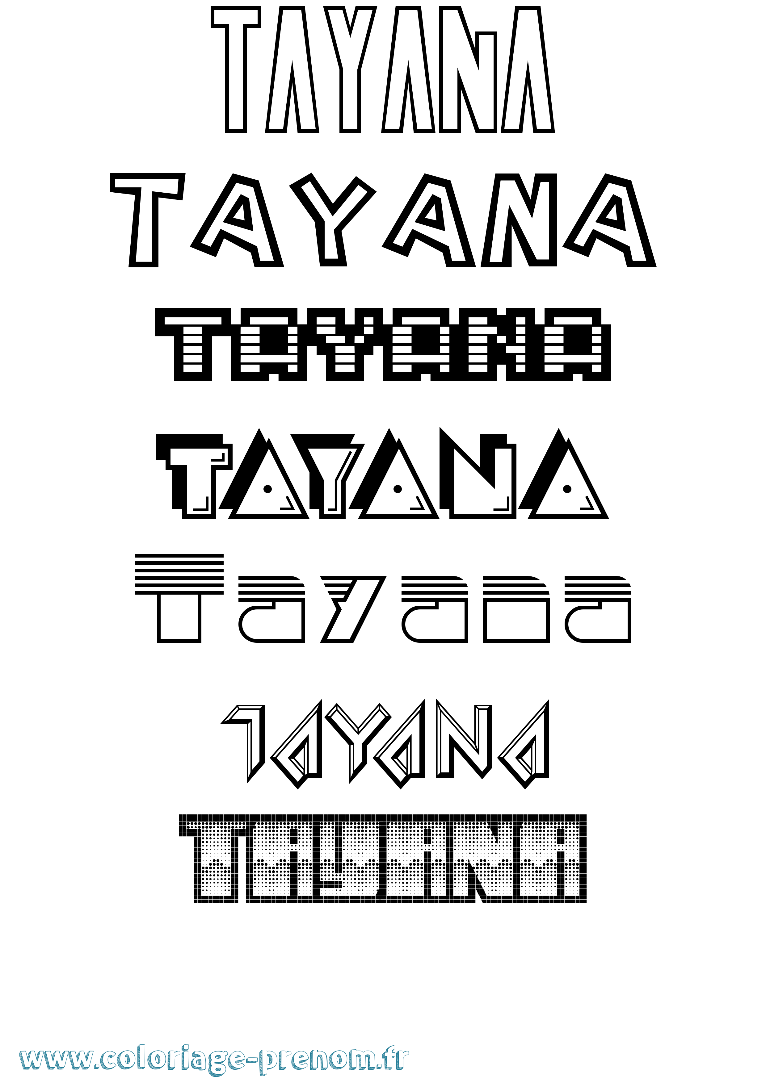 Coloriage prénom Tayana Jeux Vidéos