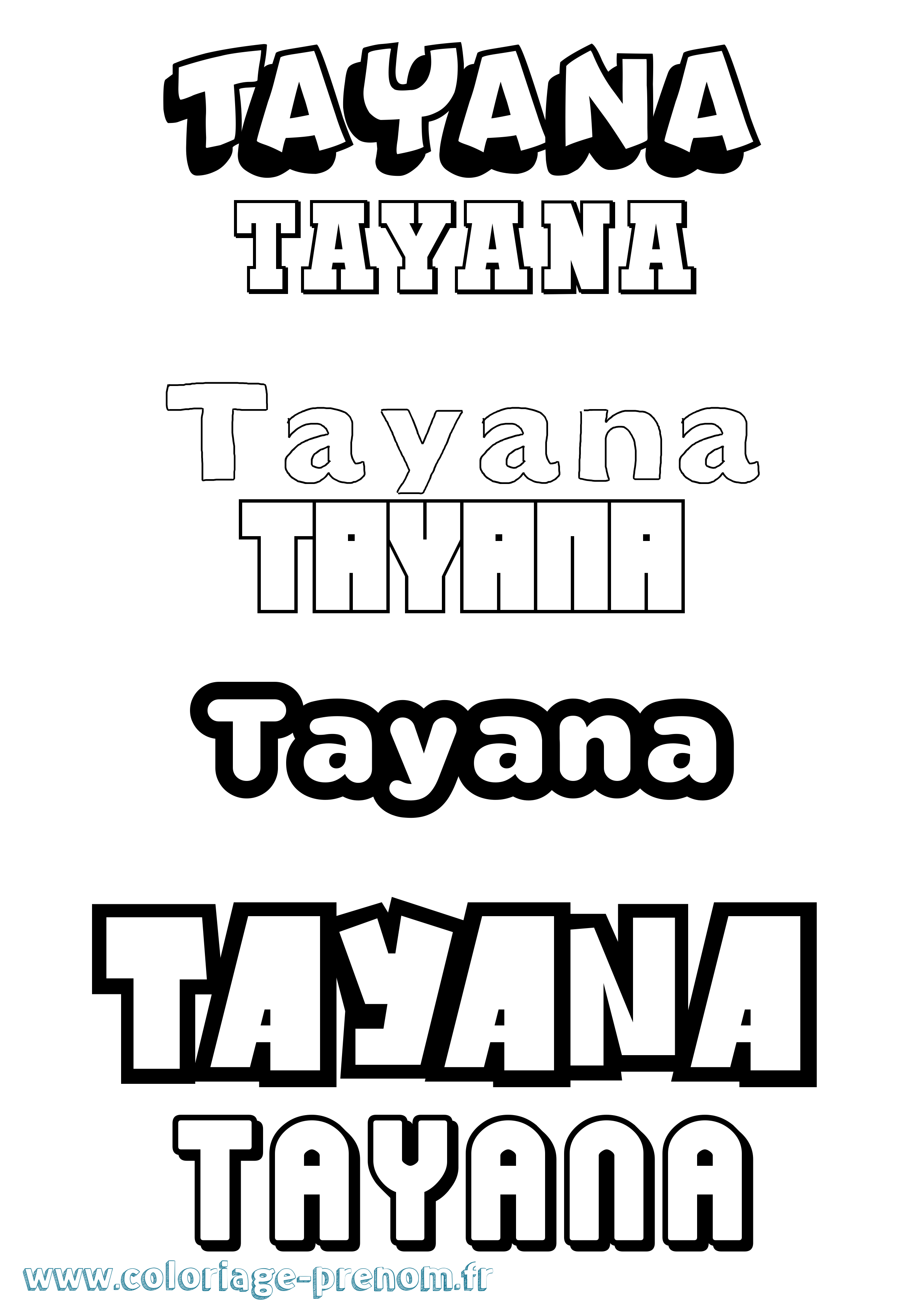Coloriage prénom Tayana Simple