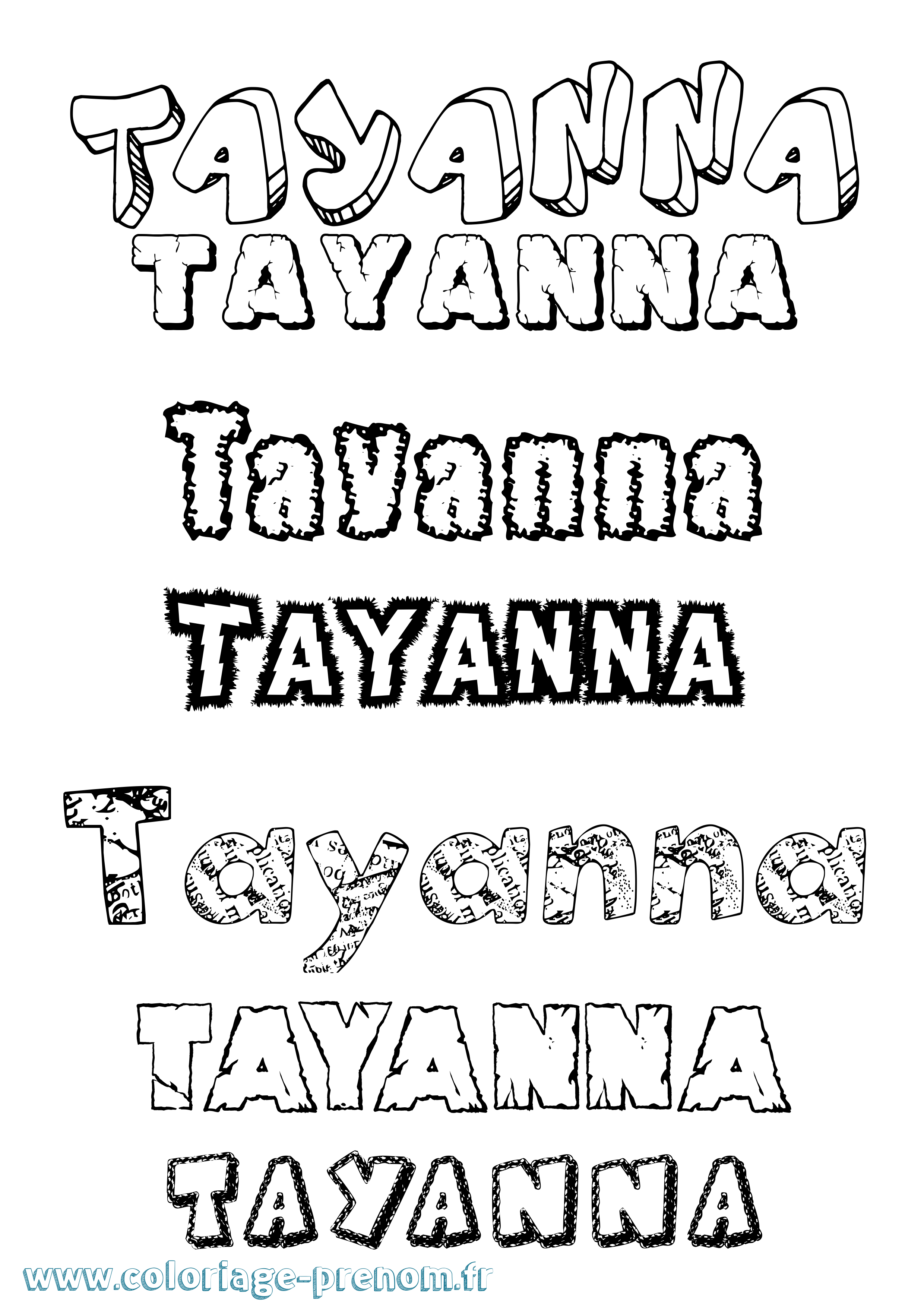 Coloriage prénom Tayanna Destructuré