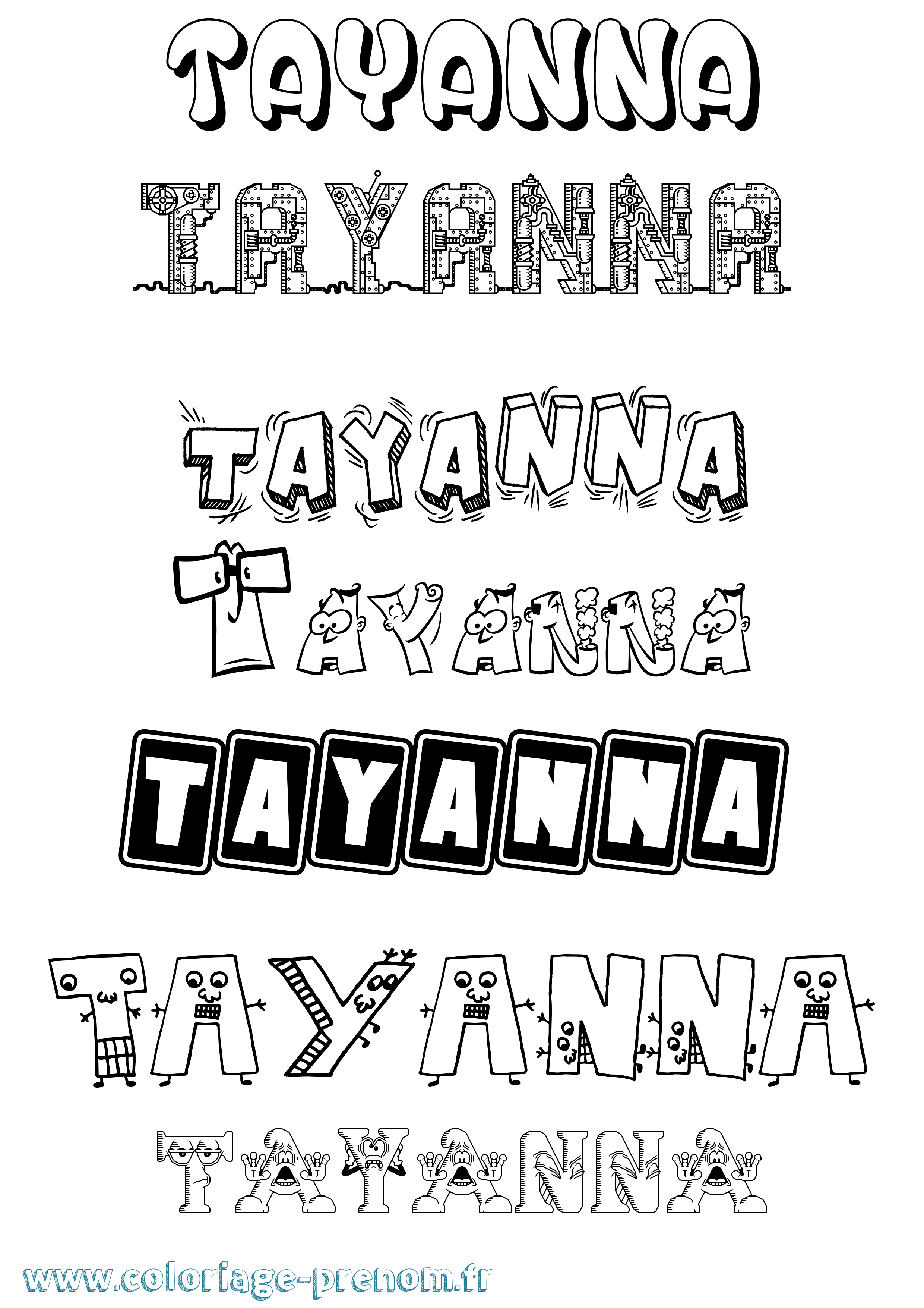 Coloriage prénom Tayanna Fun