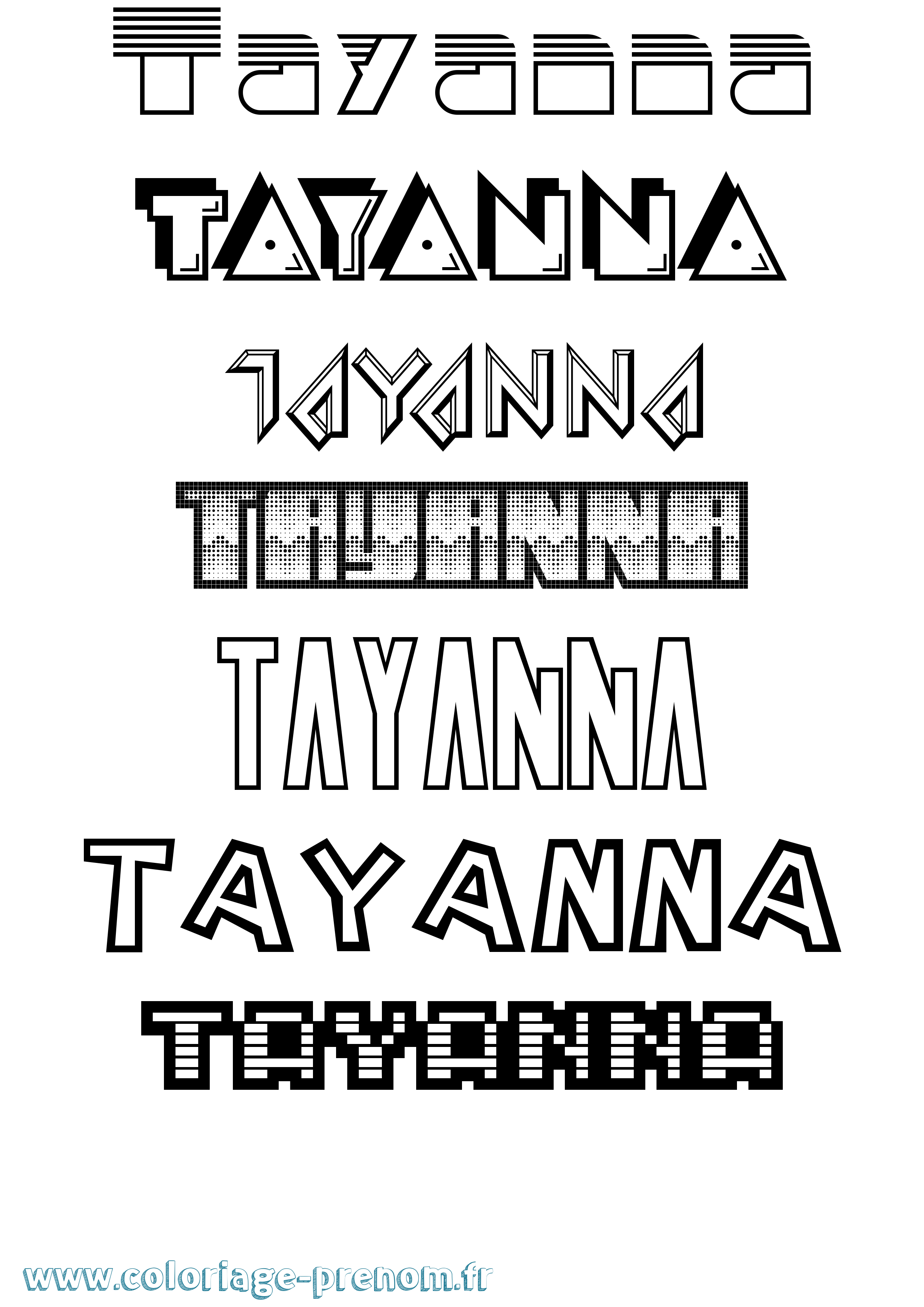 Coloriage prénom Tayanna Jeux Vidéos