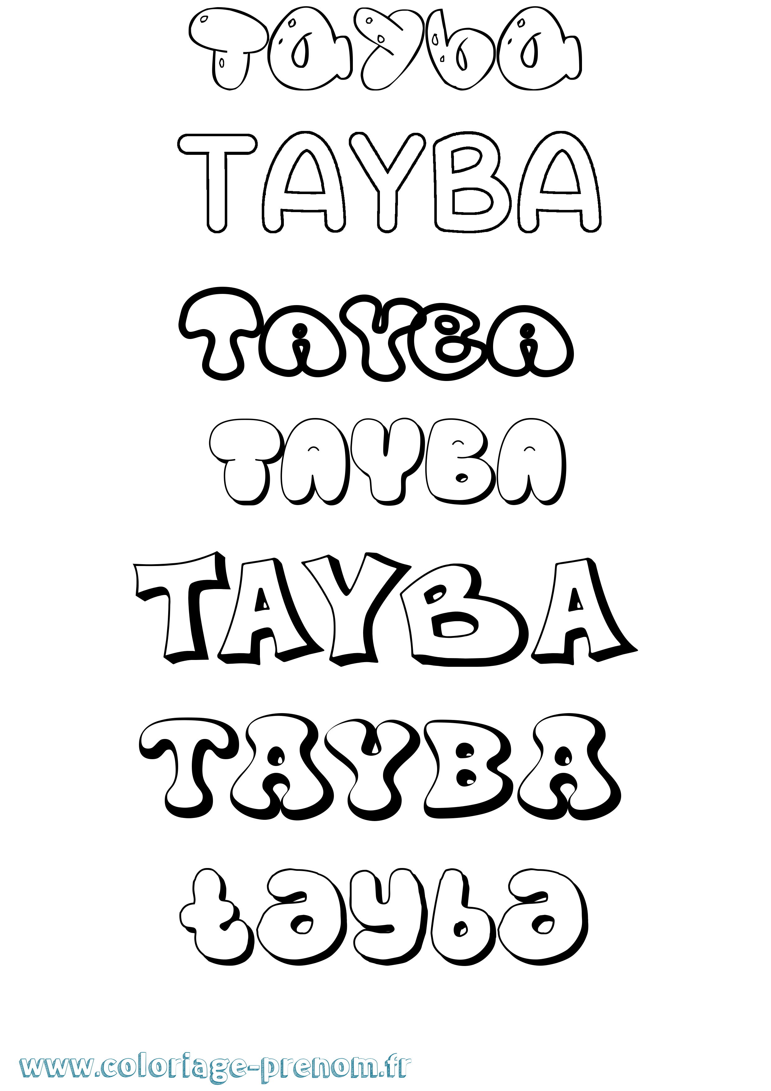 Coloriage Tayba Bubble Coloriage prénom Tayba Bubble