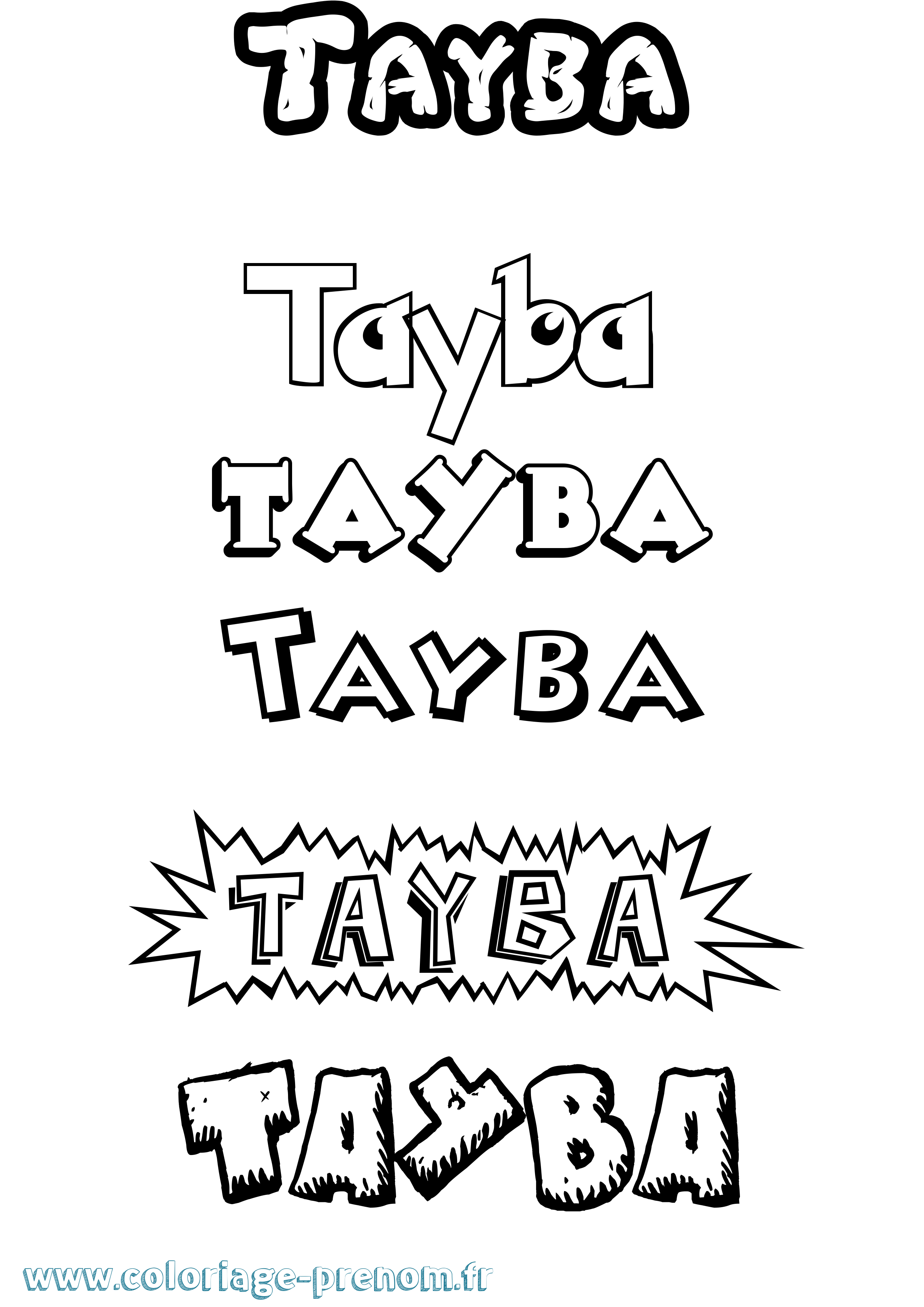 Coloriage Tayba Dessin Animé Coloriage prénom Tayba Dessin Animé