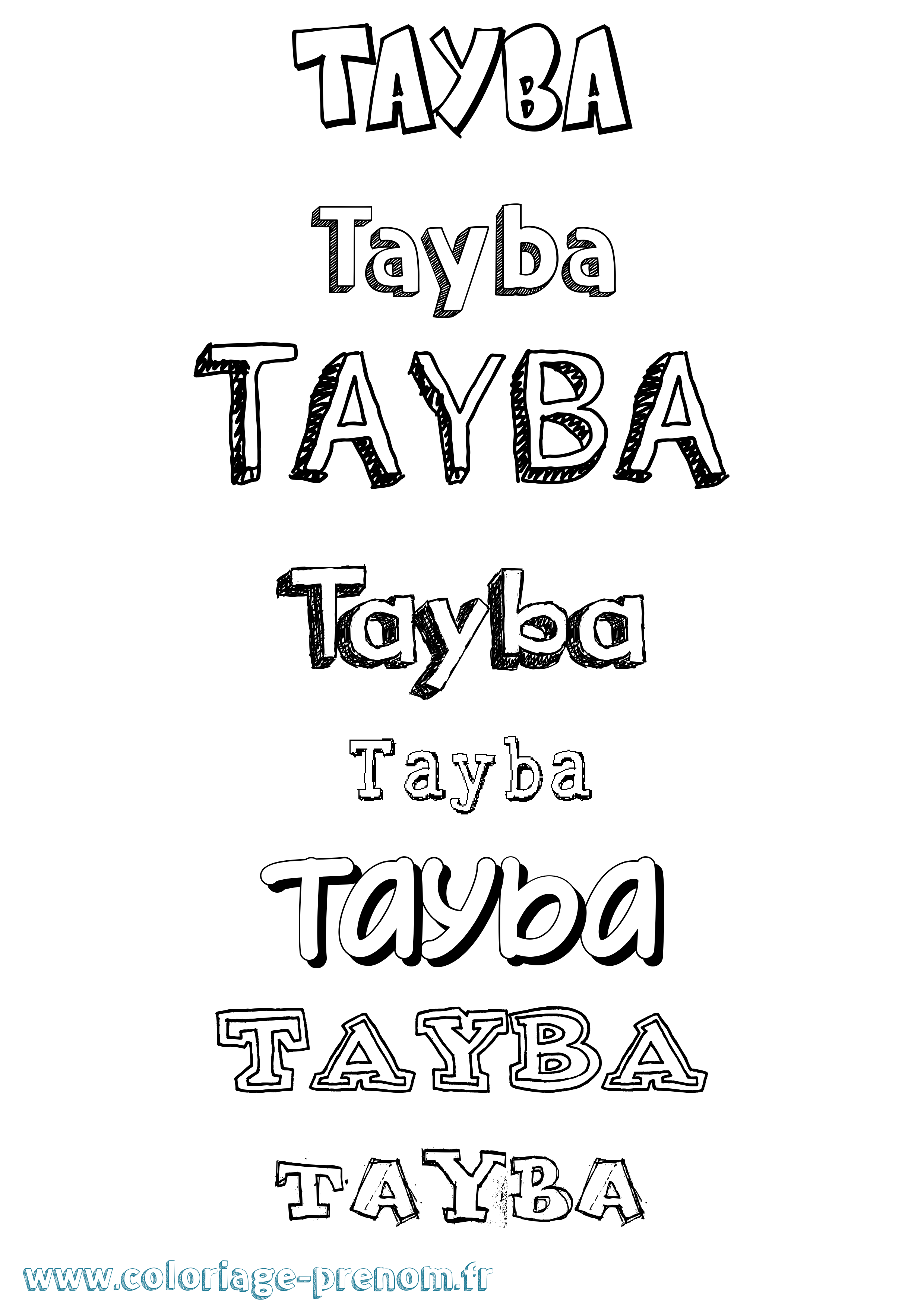 Coloriage Tayba Dessiné Coloriage prénom Tayba Dessiné