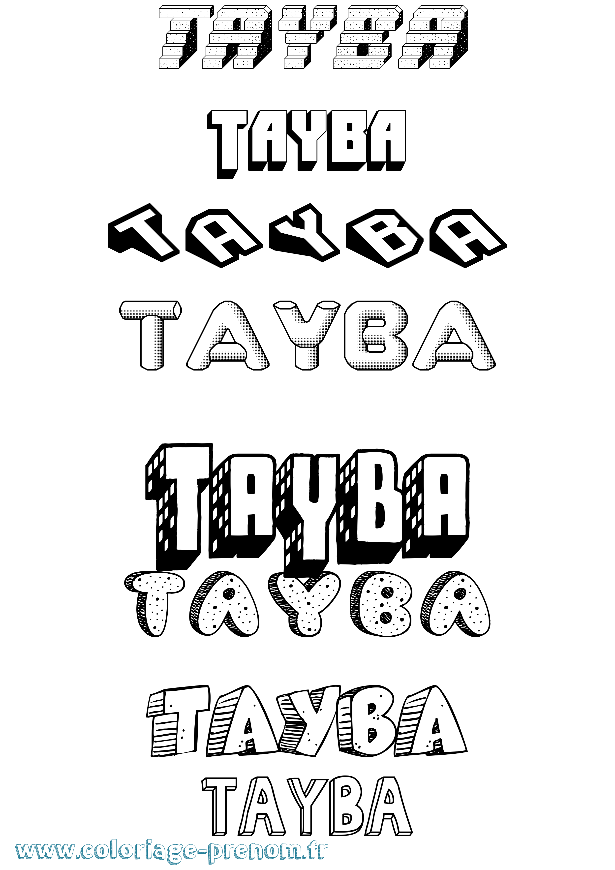 Coloriage Tayba Effet 3D Coloriage prénom Tayba Effet 3D