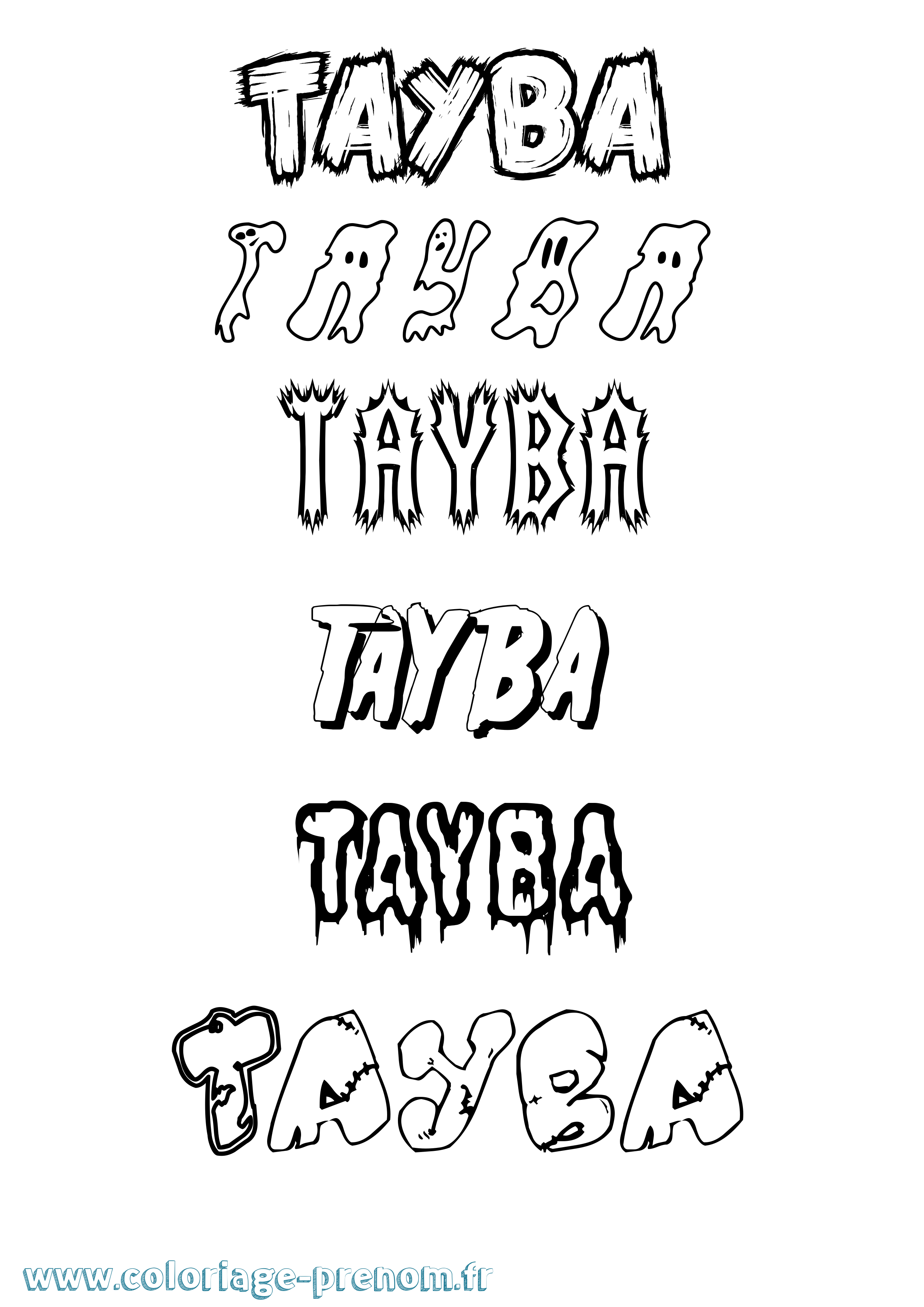 Coloriage Tayba Frisson Coloriage prénom Tayba Frisson