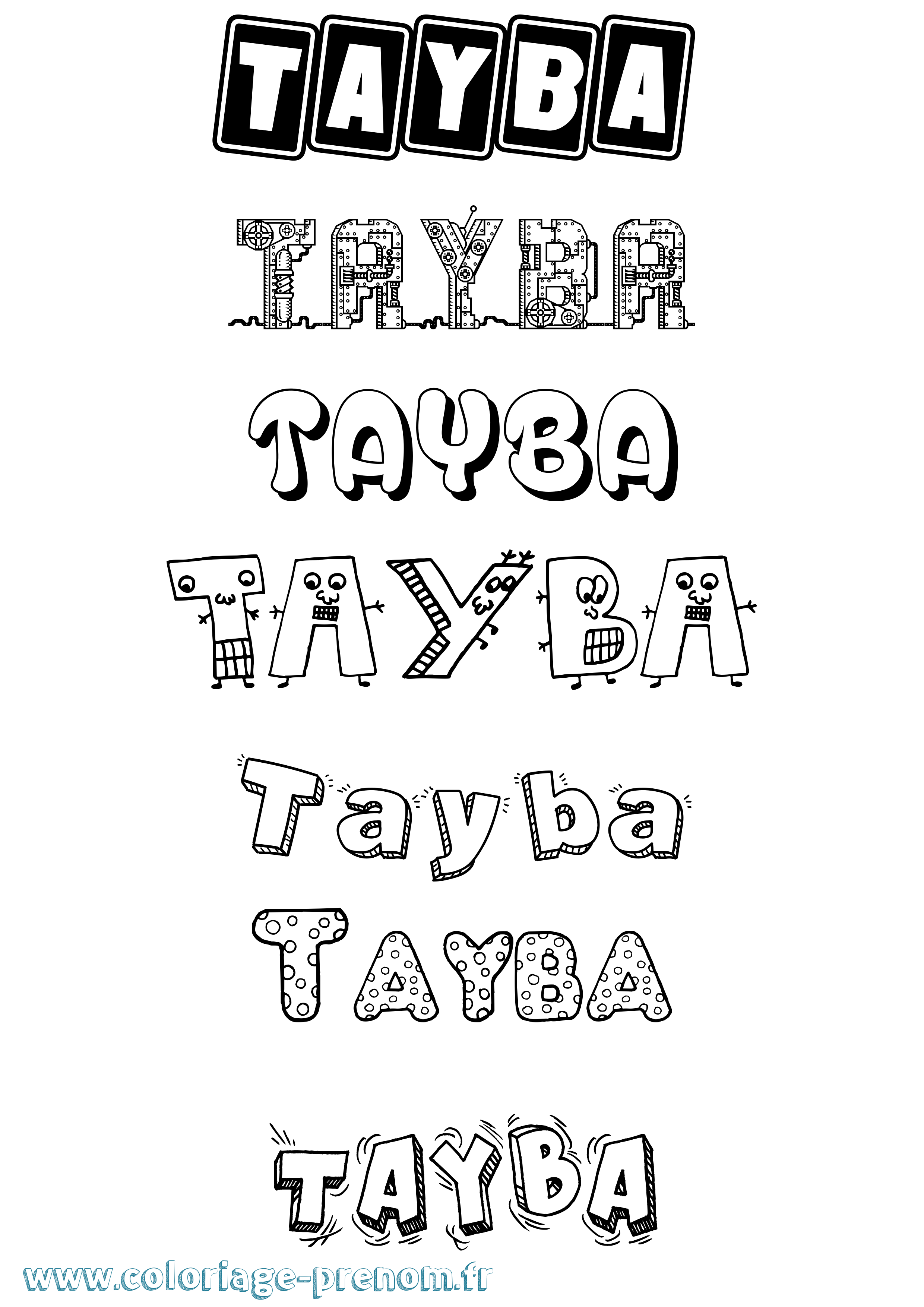 Coloriage prénom Tayba Fun