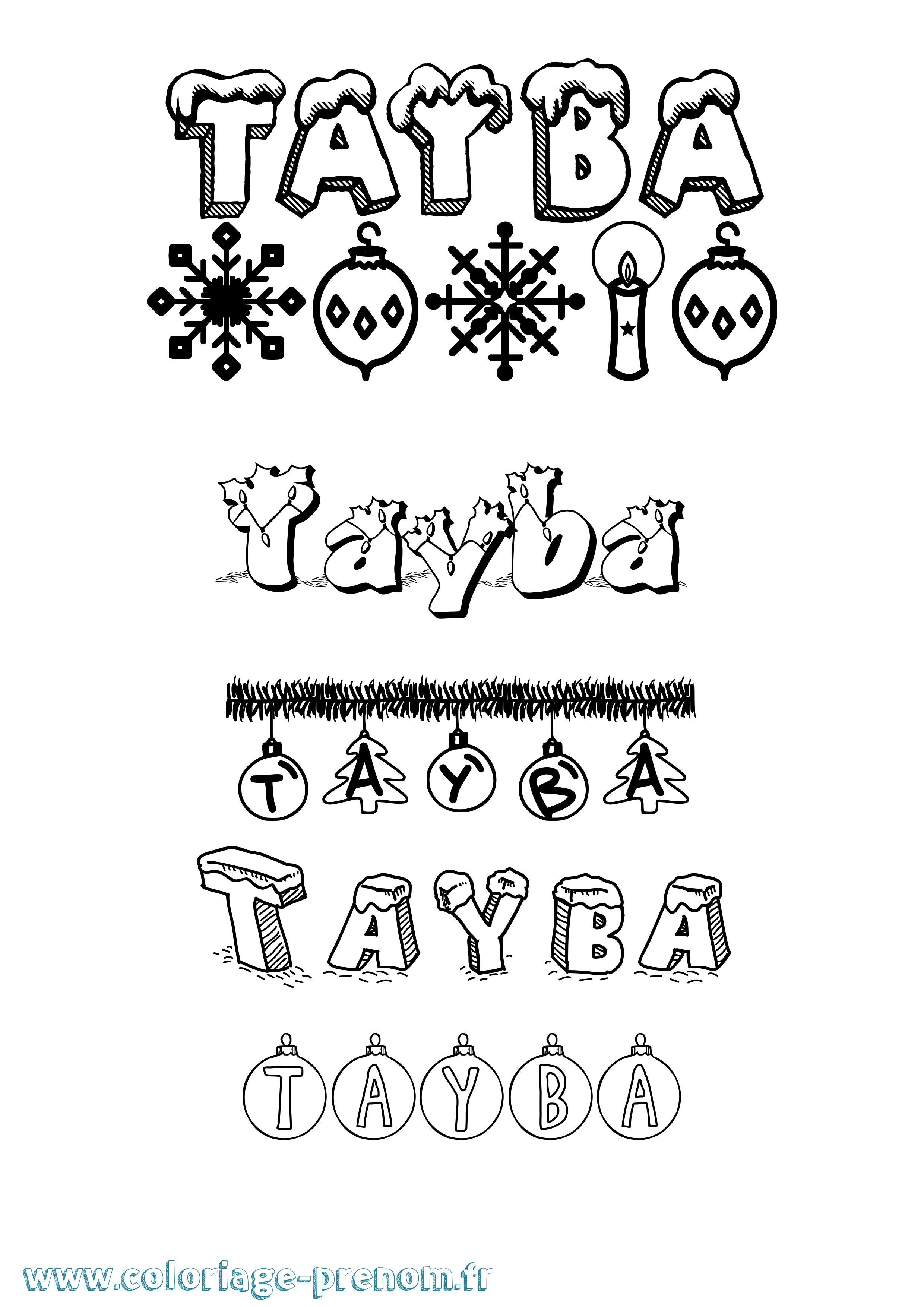 Coloriage Tayba Noël Coloriage prénom Tayba Noël