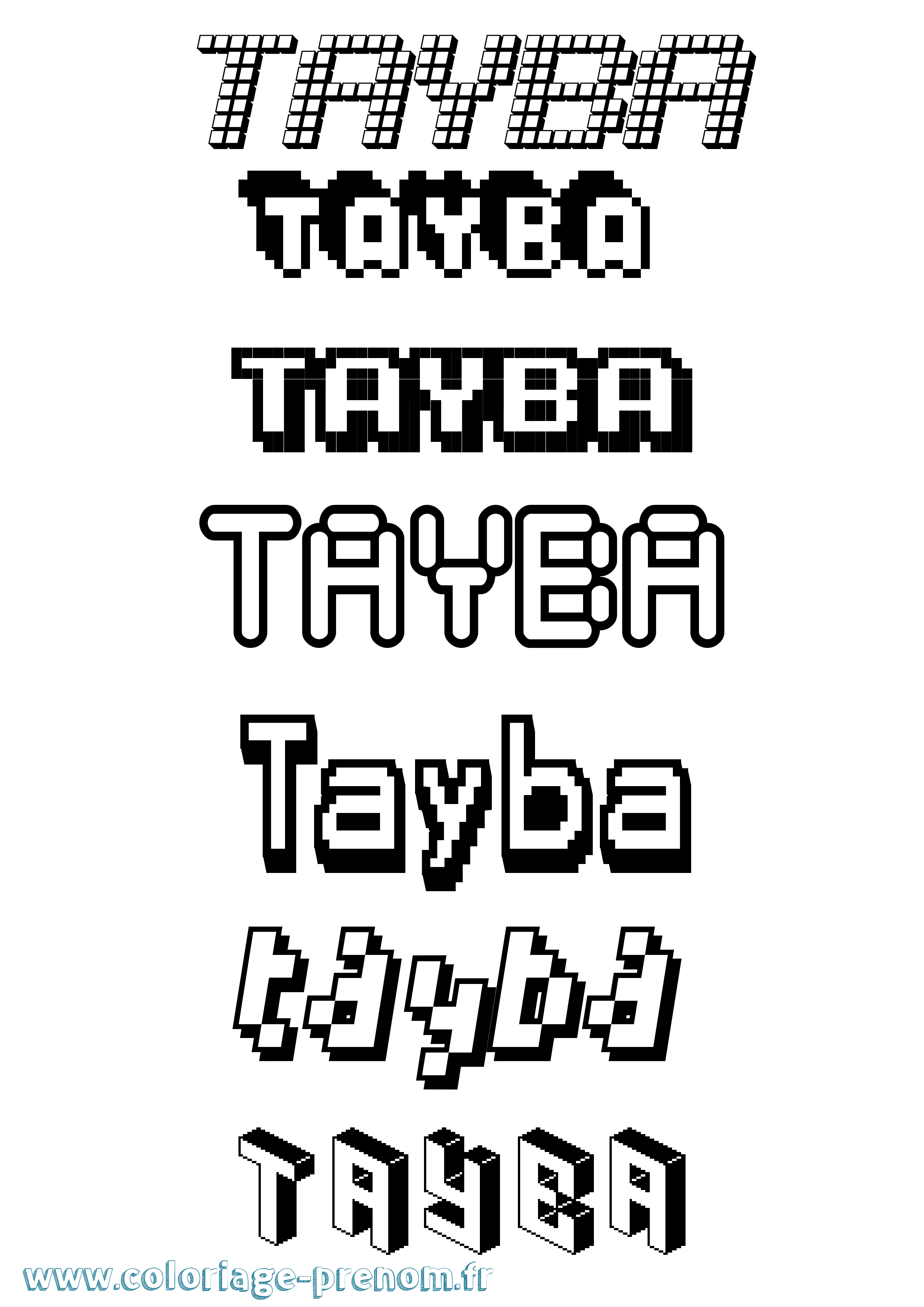 Coloriage prénom Tayba Pixel