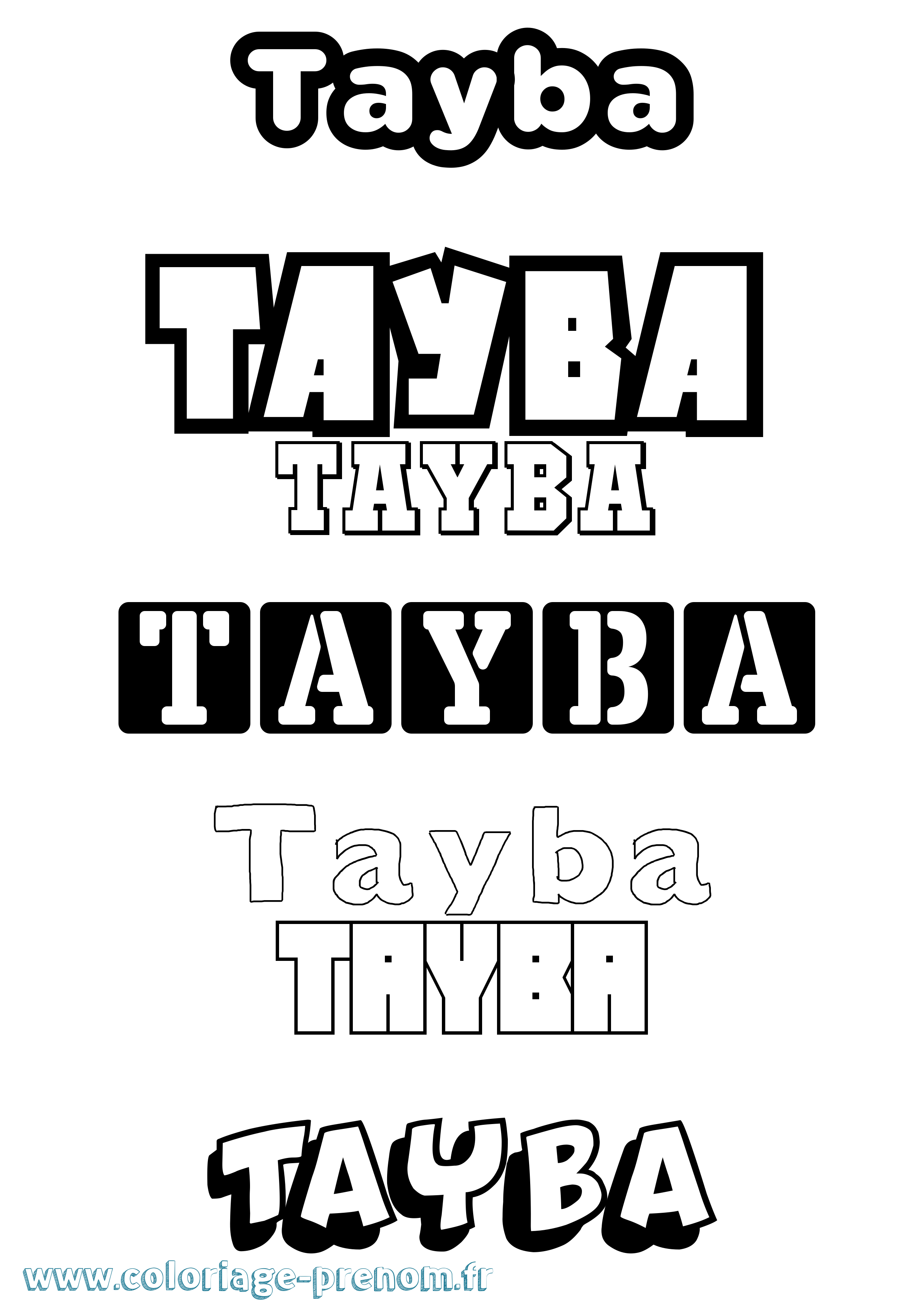 Coloriage Tayba Simple Coloriage prénom Tayba Simple
