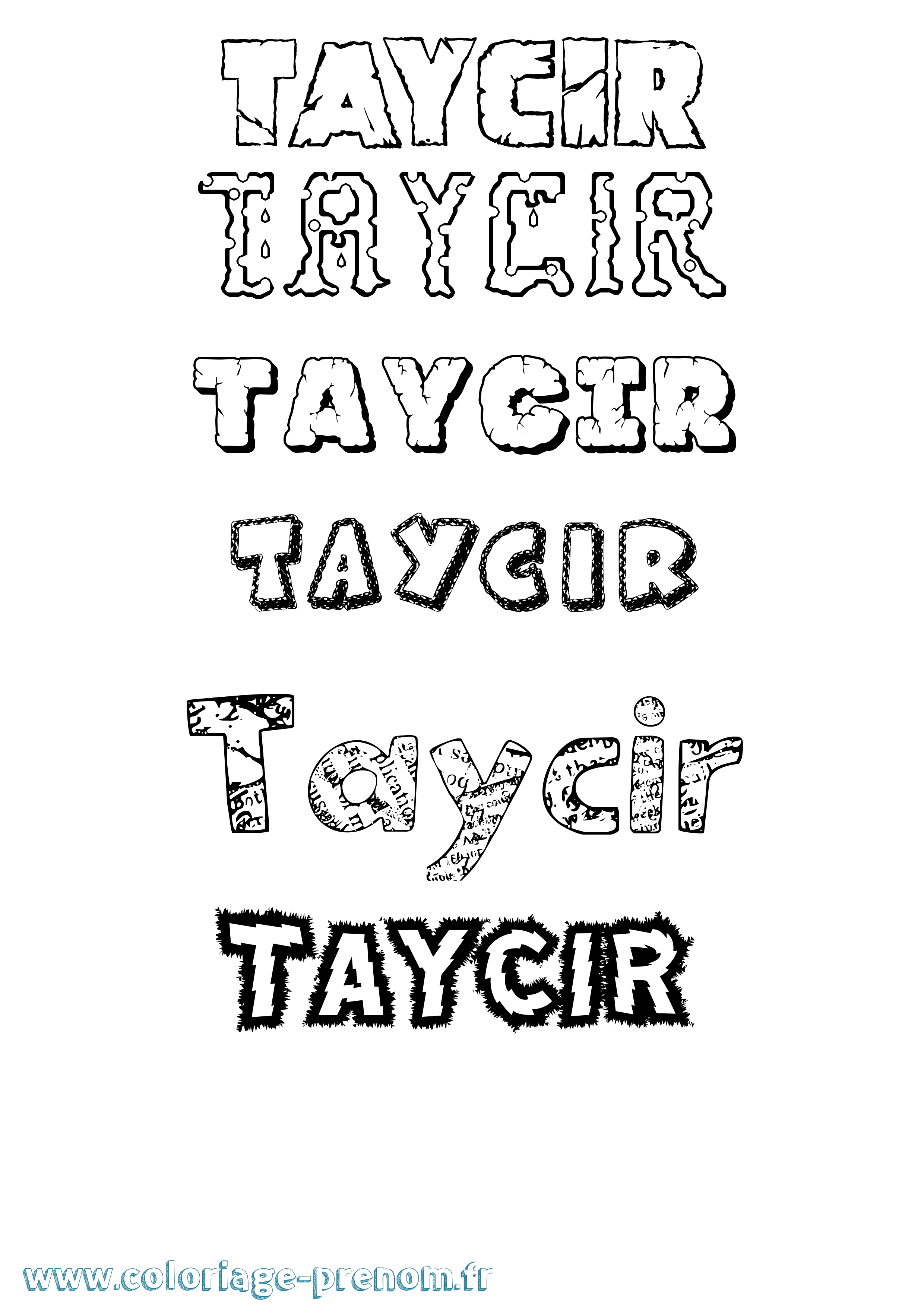 Coloriage prénom Taycir Destructuré
