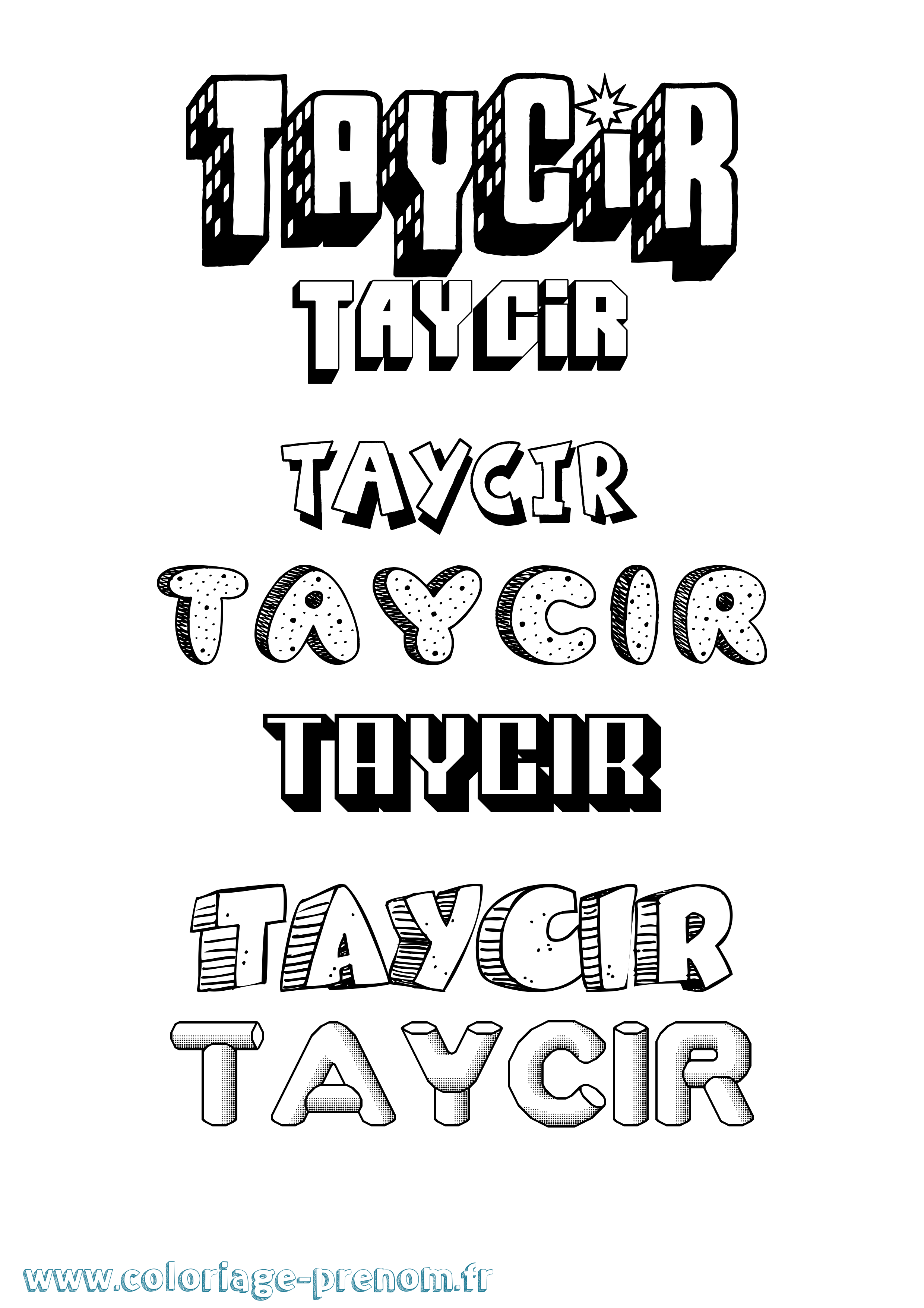 Coloriage prénom Taycir Effet 3D