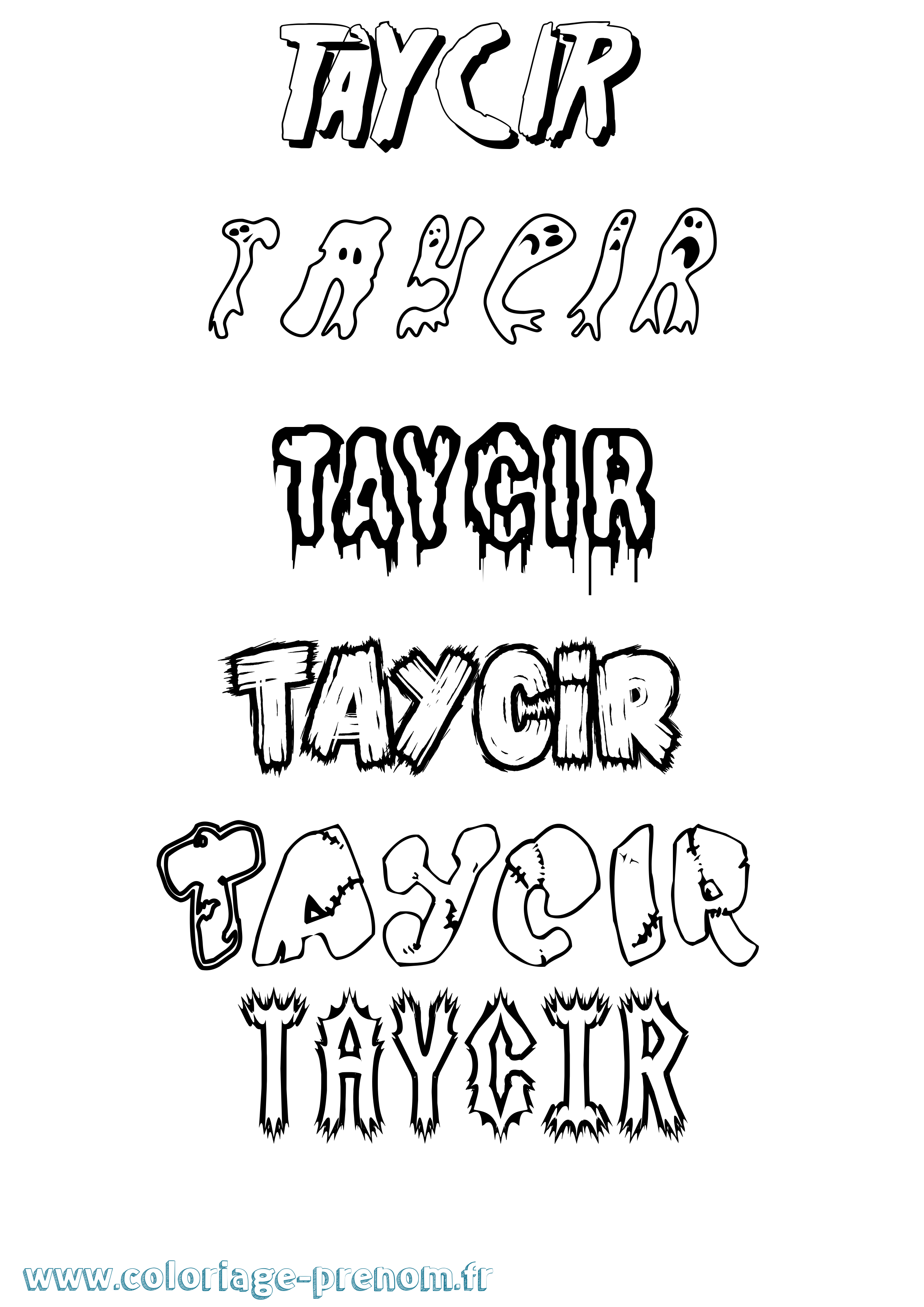 Coloriage prénom Taycir Frisson