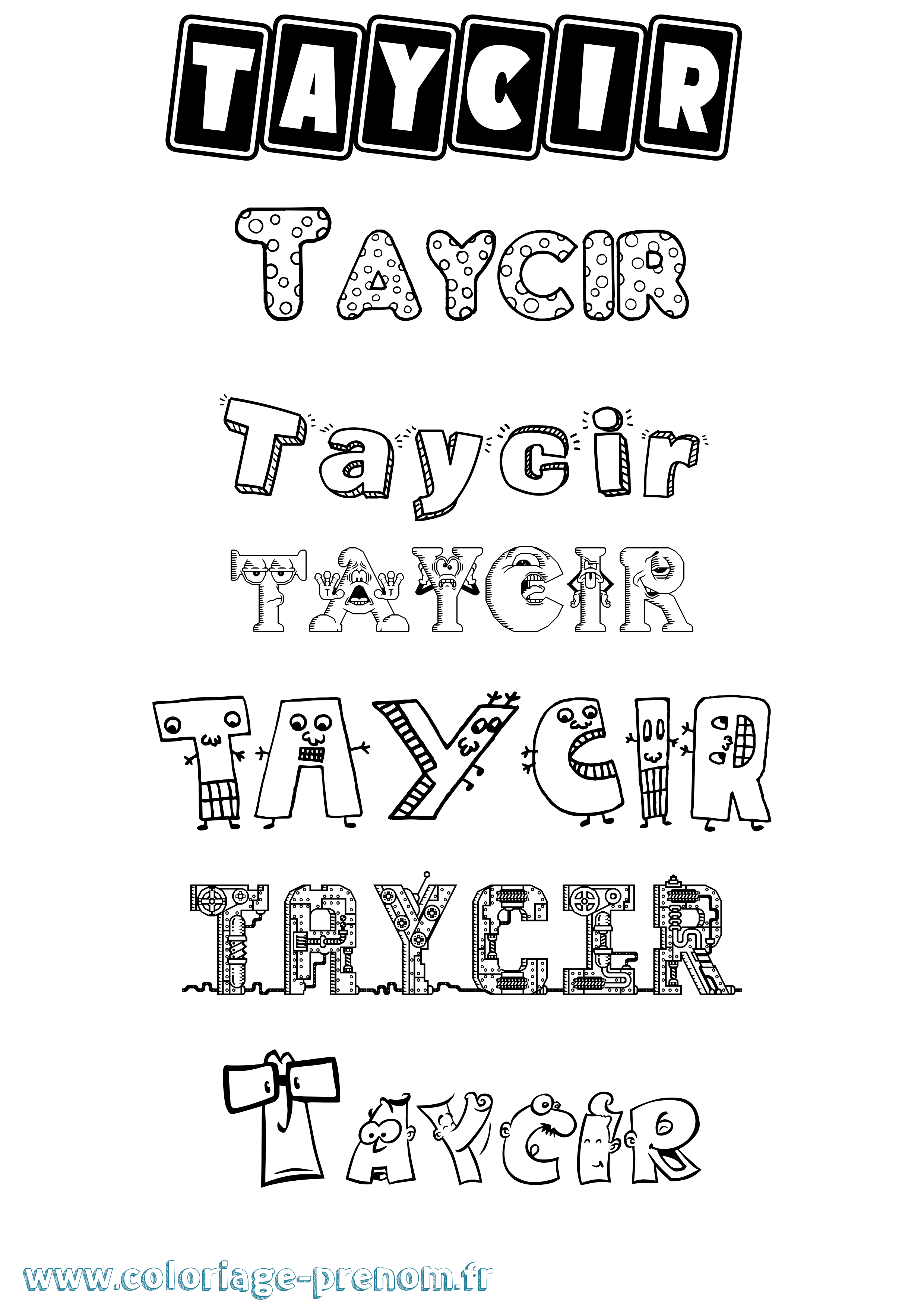 Coloriage prénom Taycir Fun