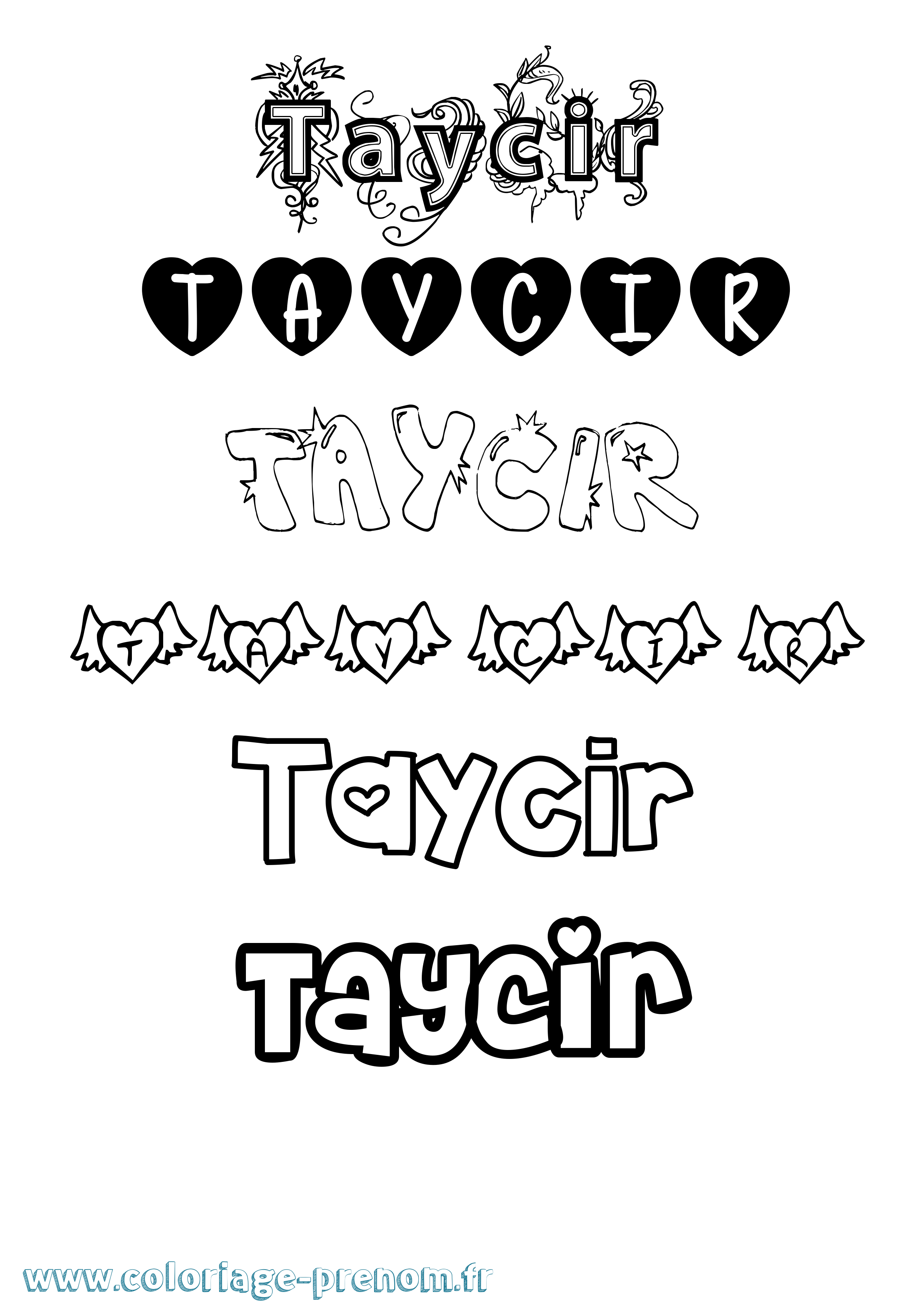 Coloriage prénom Taycir Girly