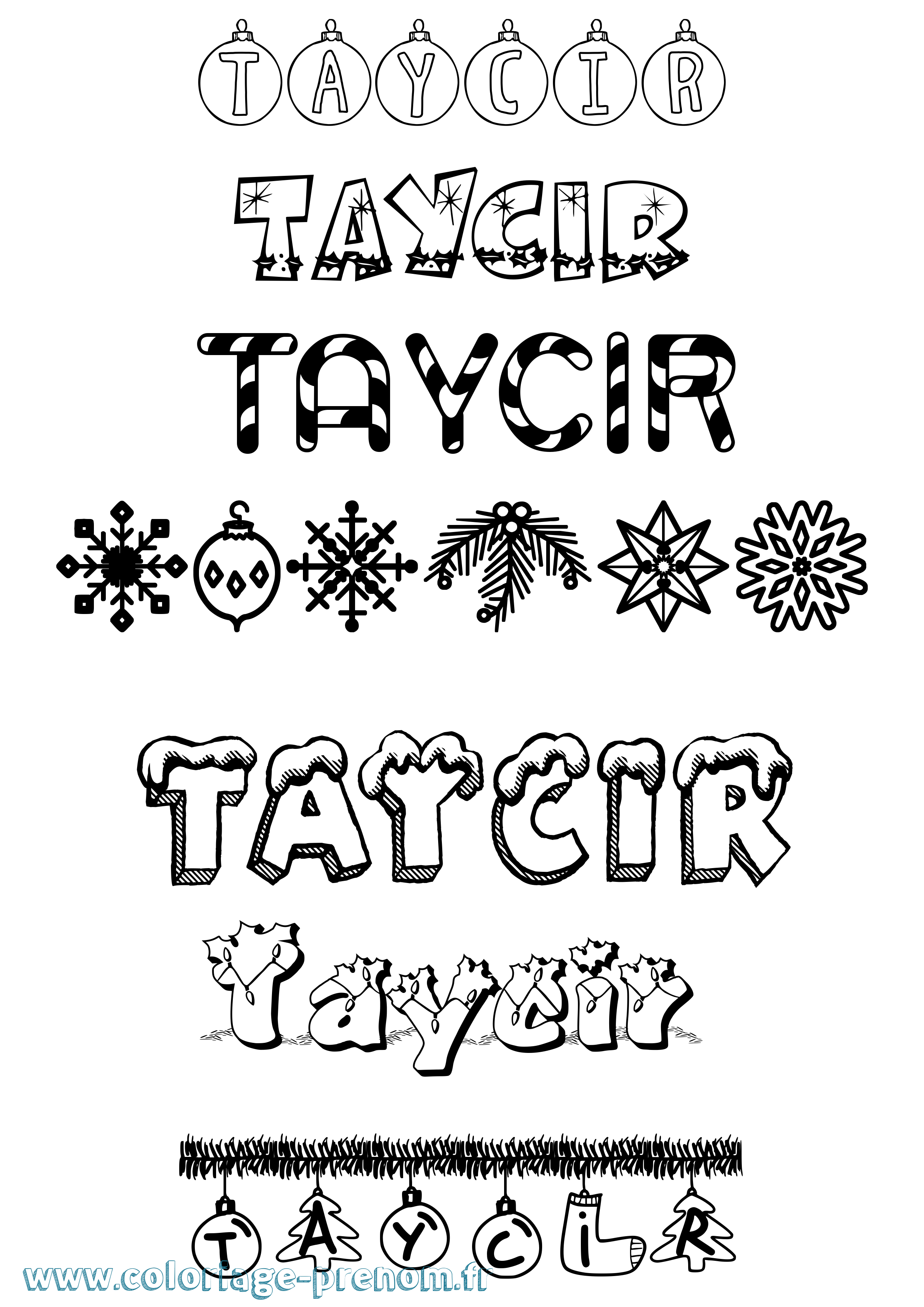 Coloriage prénom Taycir Noël
